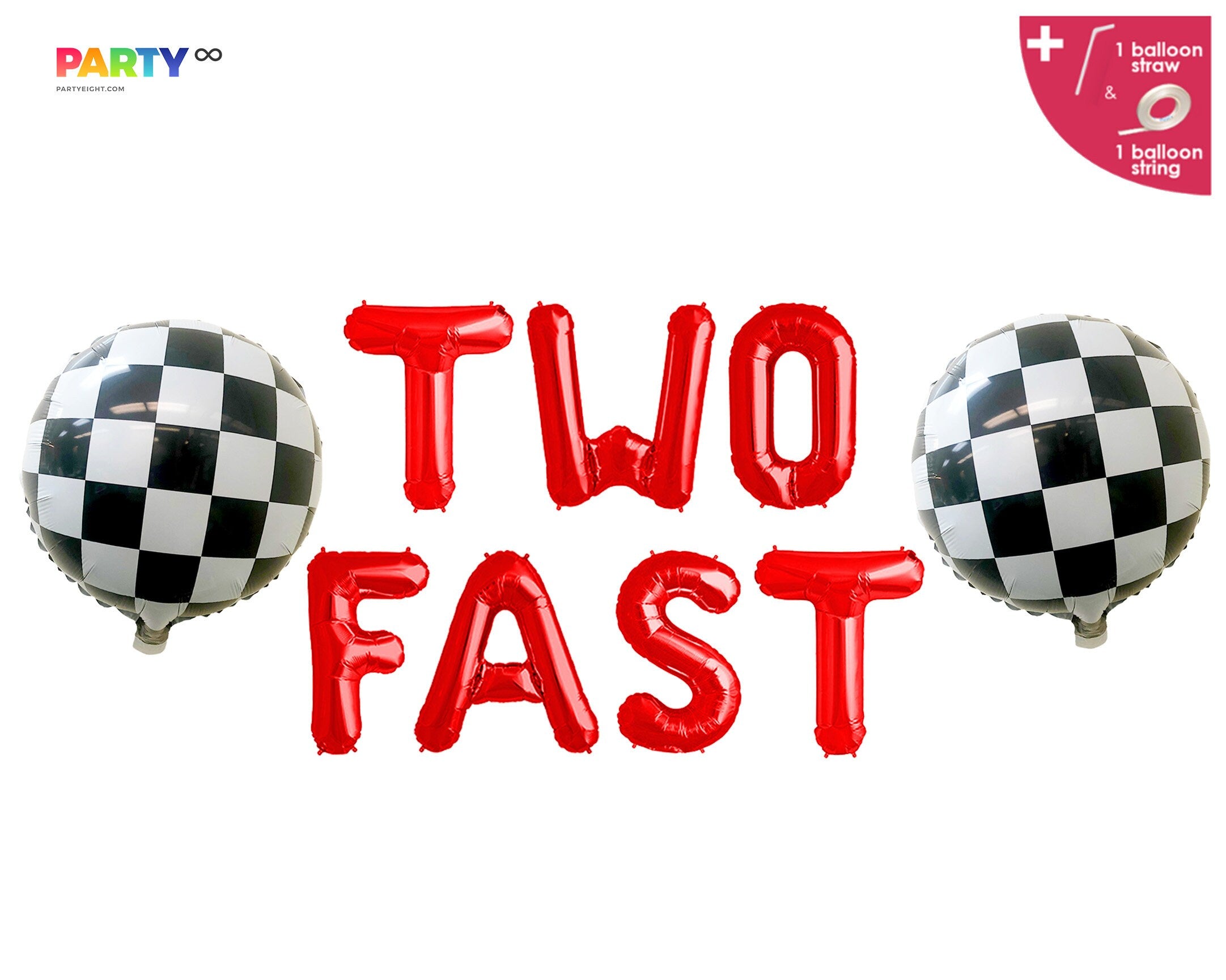 Two Fast 2nd Racing Car themed F1 theme Birthday Party Decoration Balloon Banner | 2nd Two Fast Birthday Party | Race Car Party Decor