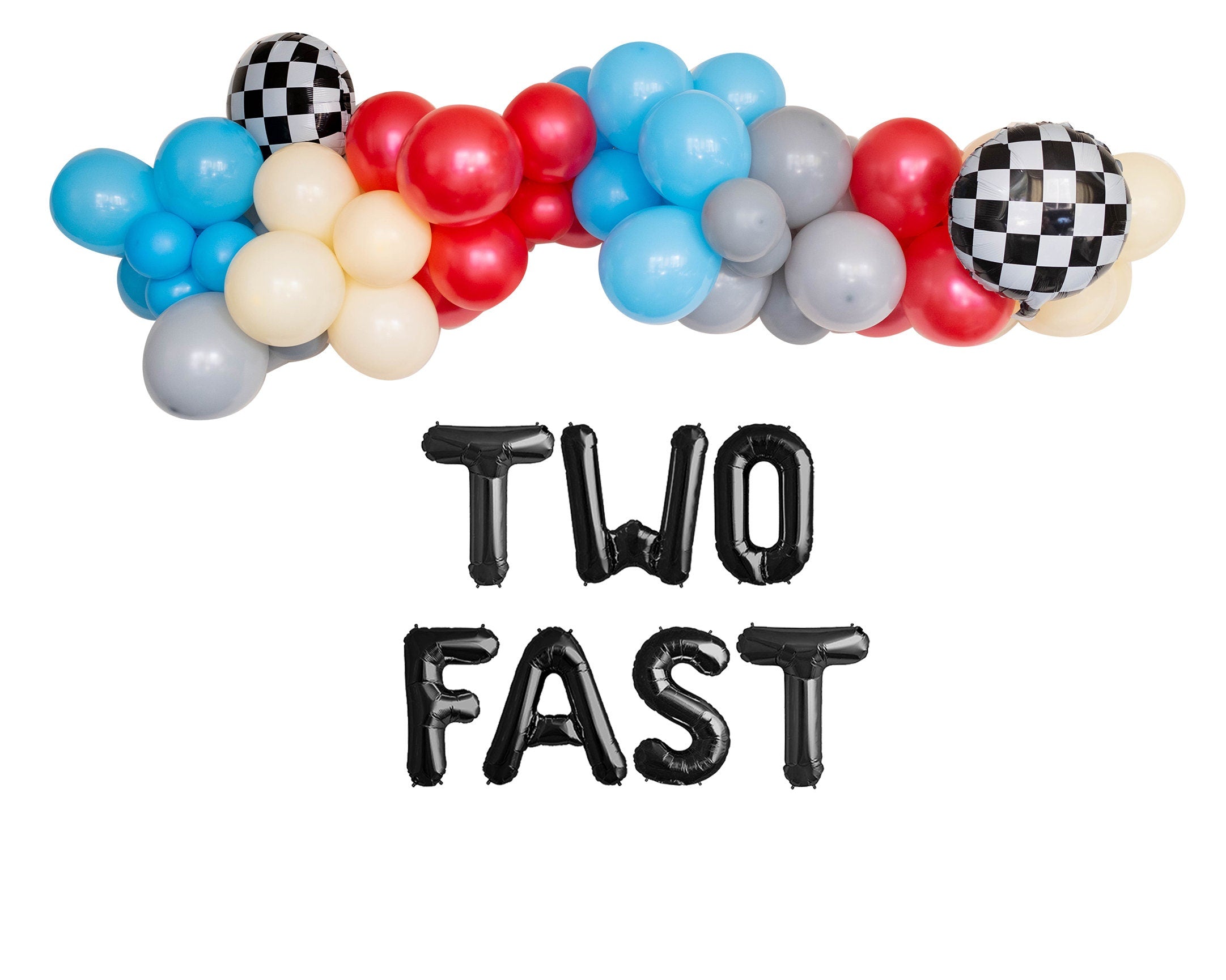 Two Fast 2nd Retro Car Birthday Party Balloon Garland