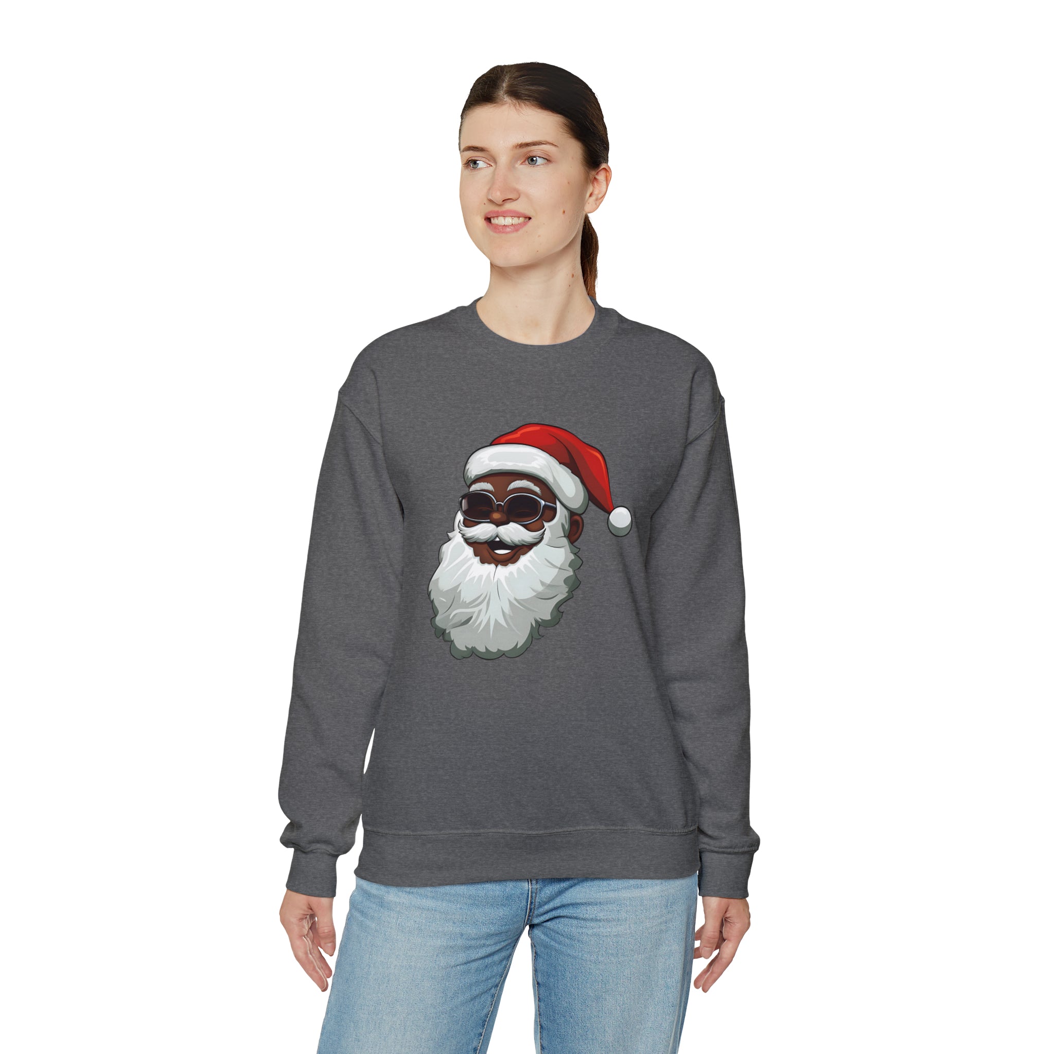 Black Santa Claus Sweatshirt | Christmas in July Santa sweatshirt | Retro Black Santa Sweater | Vintage Black Santa Christmas Shirt