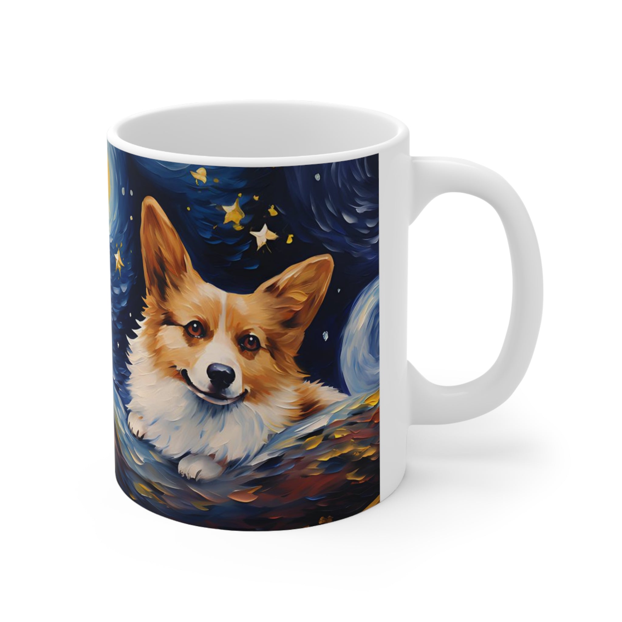 Corgi Starry Night Ceramic Coffee Mug 11oz | Corgi Dog Lover Starry Night Art Mug | Gift for Her/Him Corgi Lover
