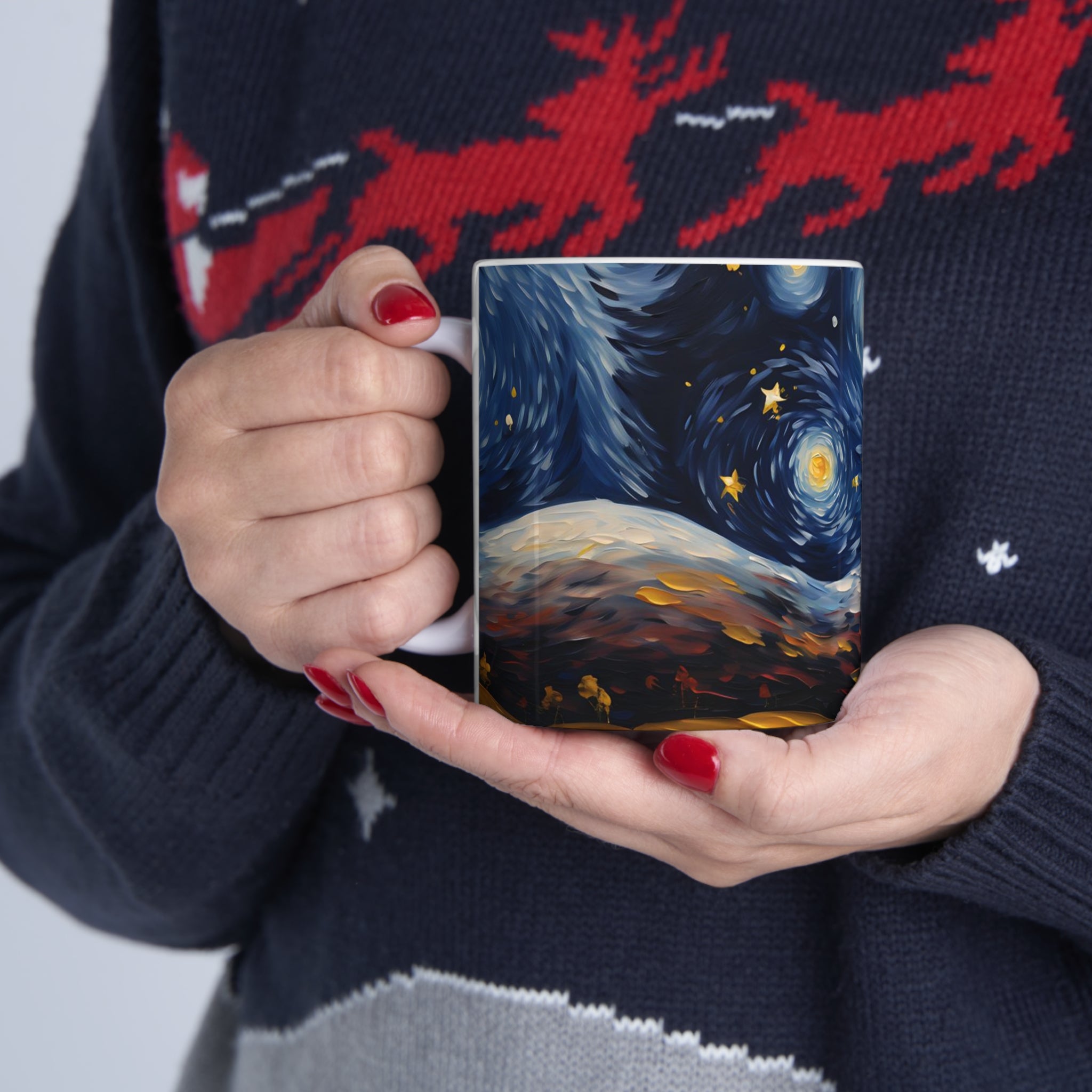 Corgi Starry Night Ceramic Coffee Mug 11oz | Corgi Dog Lover Starry Night Art Mug | Gift for Her/Him Corgi Lover
