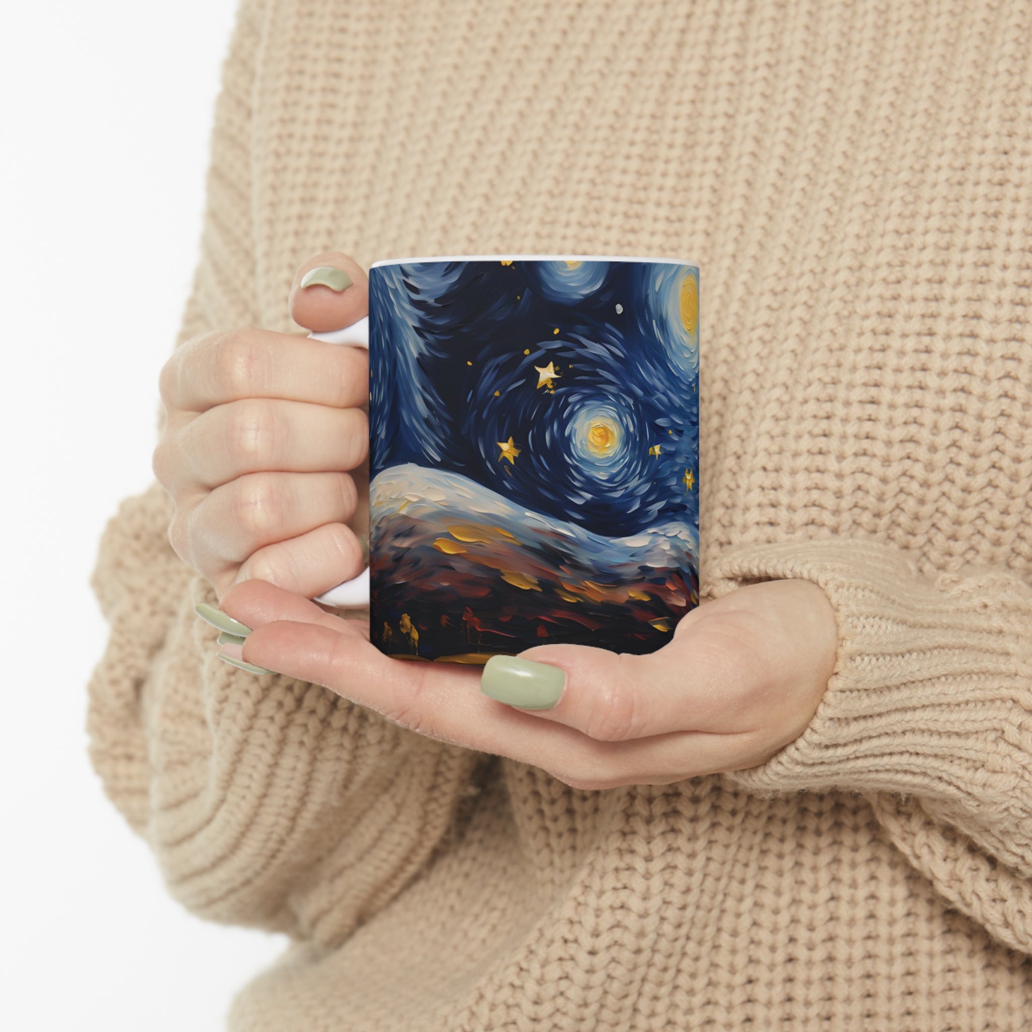 Corgi Starry Night Ceramic Coffee Mug 11oz | Corgi Dog Lover Starry Night Art Mug | Gift for Her/Him Corgi Lover