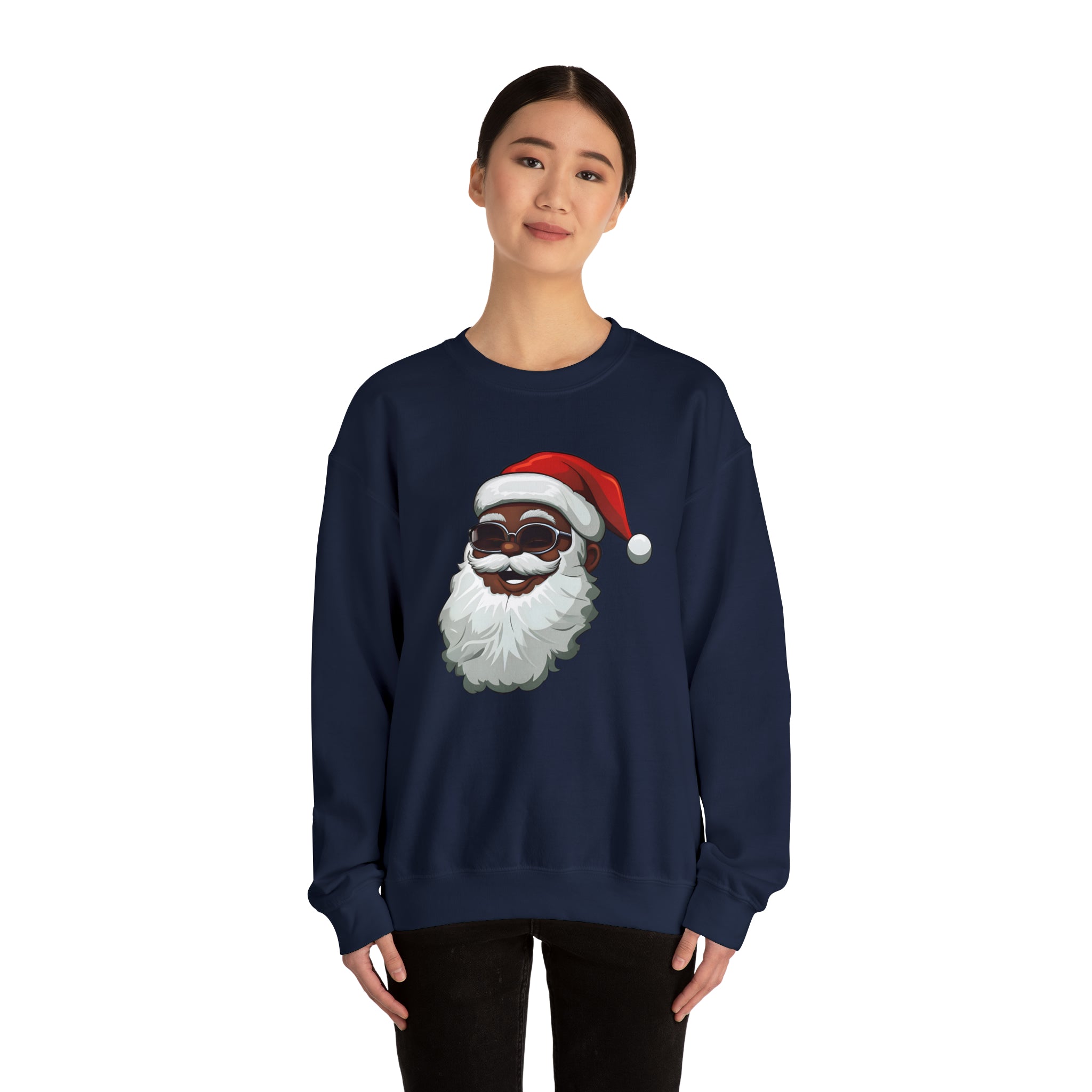 Black Santa Claus Sweatshirt | Christmas in July Santa sweatshirt | Retro Black Santa Sweater | Vintage Black Santa Christmas Shirt