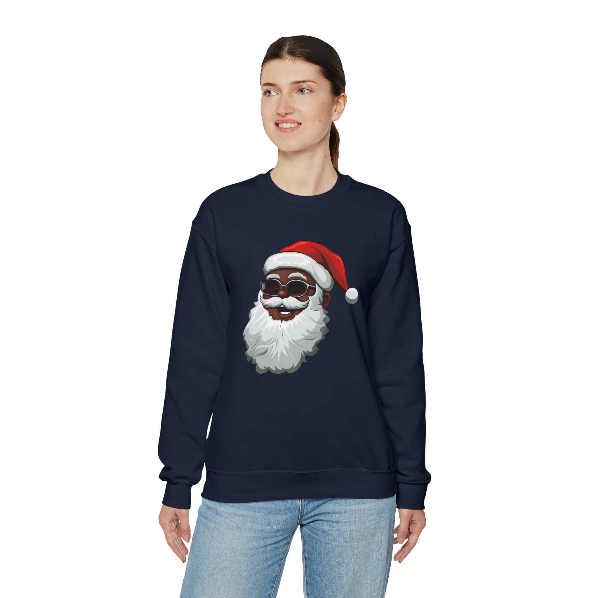 Black Santa Claus Sweatshirt | Christmas in July Santa sweatshirt | Retro Black Santa Sweater | Vintage Black Santa Christmas Shirt