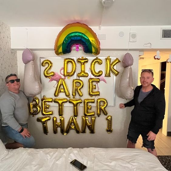 2 Dicks are Better Than 1 Balloon Banner | Gay Engagement Bachelor Party Decorations | Gay Pride Month Bachelor Party Decoration Banner