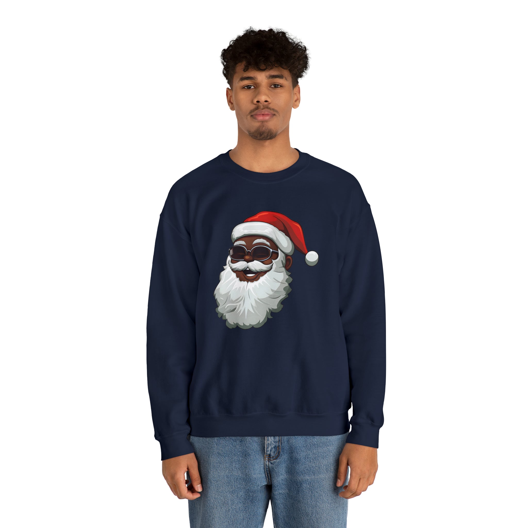 Black Santa Claus Sweatshirt | Christmas in July Santa sweatshirt | Retro Black Santa Sweater | Vintage Black Santa Christmas Shirt