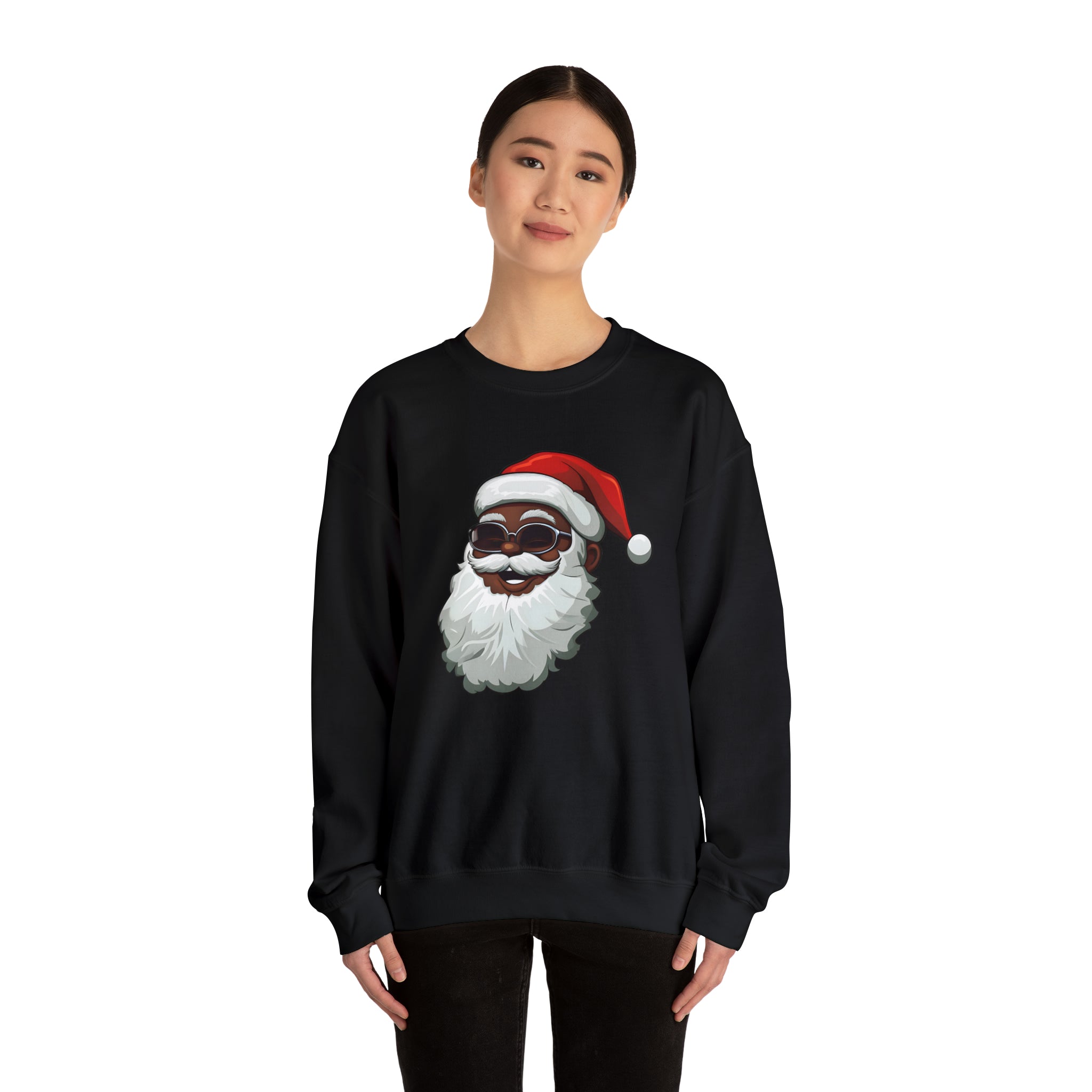 Black Santa Claus Sweatshirt | Christmas in July Santa sweatshirt | Retro Black Santa Sweater | Vintage Black Santa Christmas Shirt