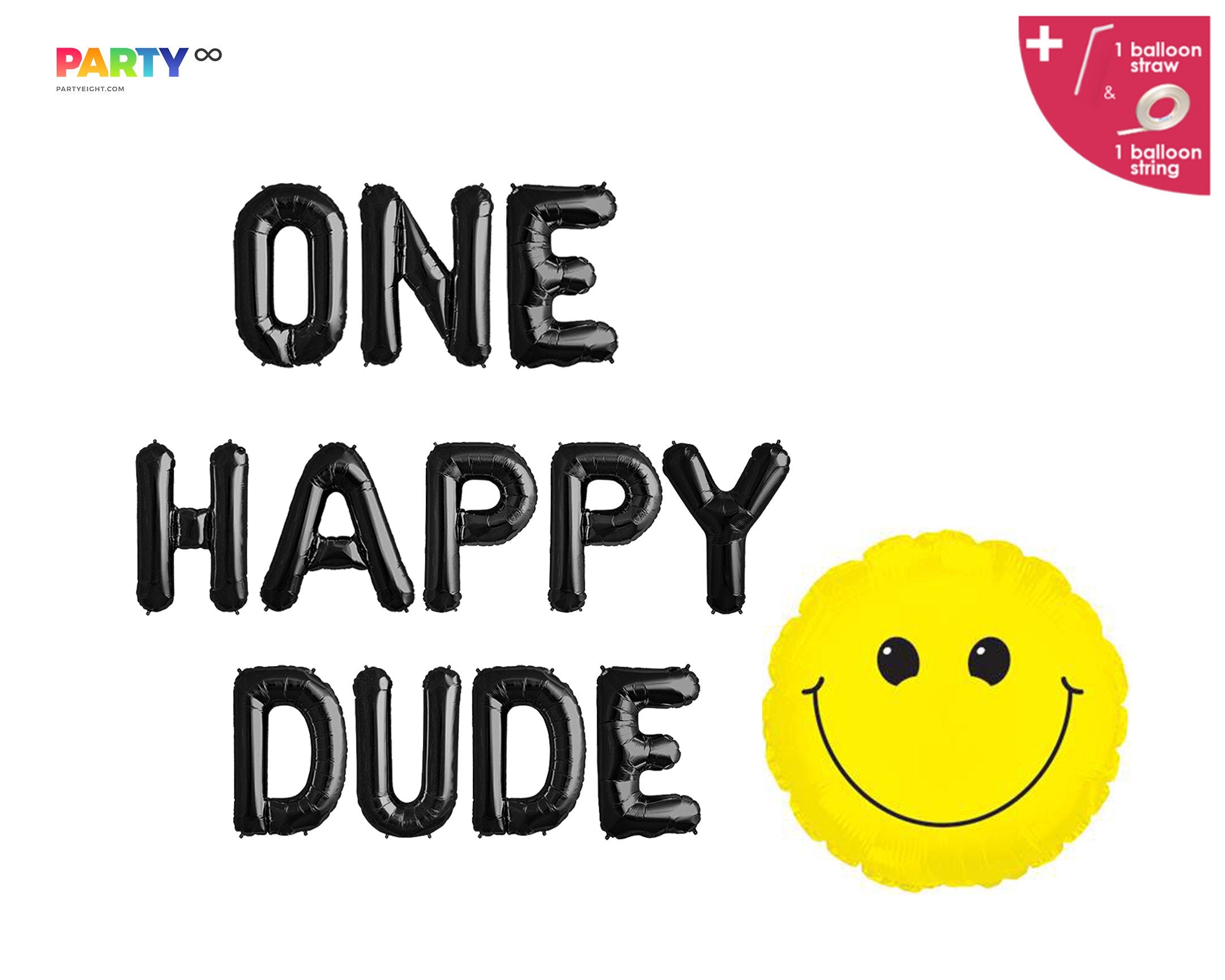 One Happy Dude Birthday Banner First Birthday Balloons | 1st Birthday Bear Balloon | Happy Dude 1st Birthday Party | Smily Face Balloon 17''