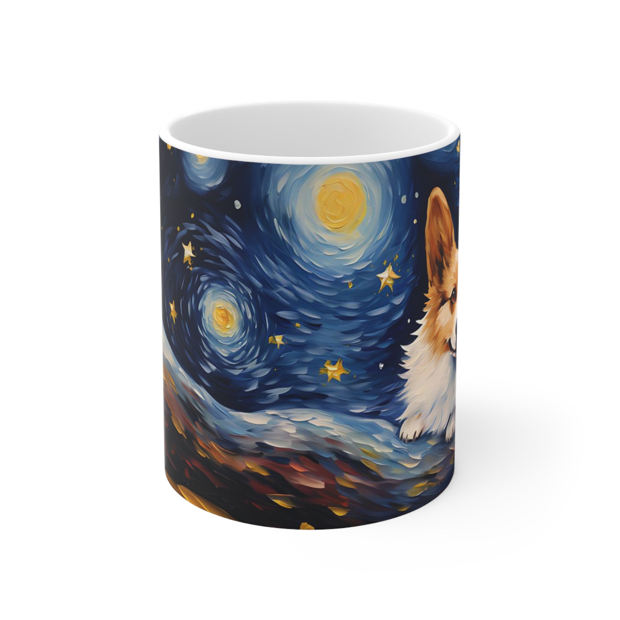 Corgi Starry Night Ceramic Coffee Mug 11oz | Corgi Dog Lover Starry Night Art Mug | Gift for Her/Him Corgi Lover
