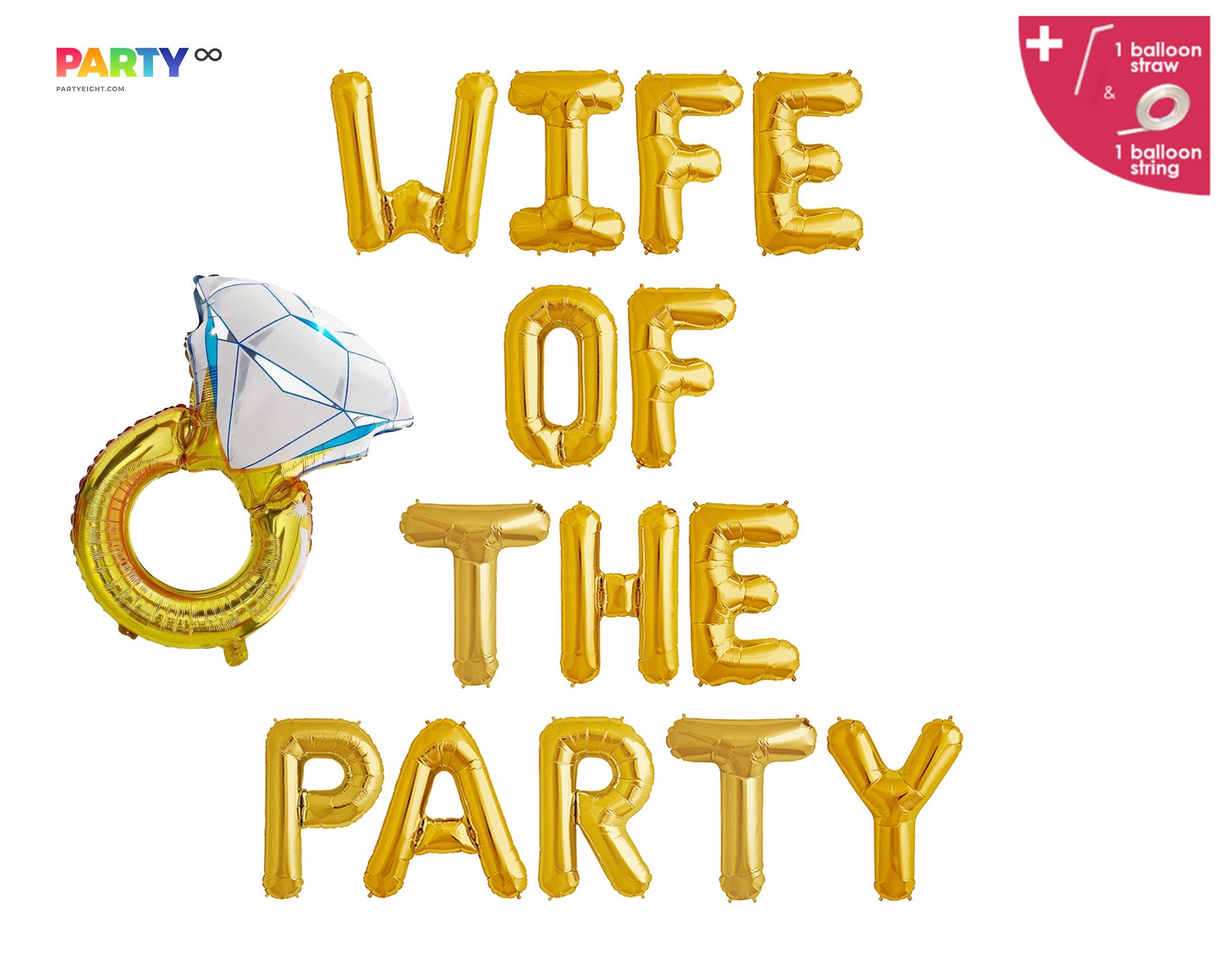 Wife of The Party Balloon Banner: Bachelorette Party & Bridal Shower Decorations