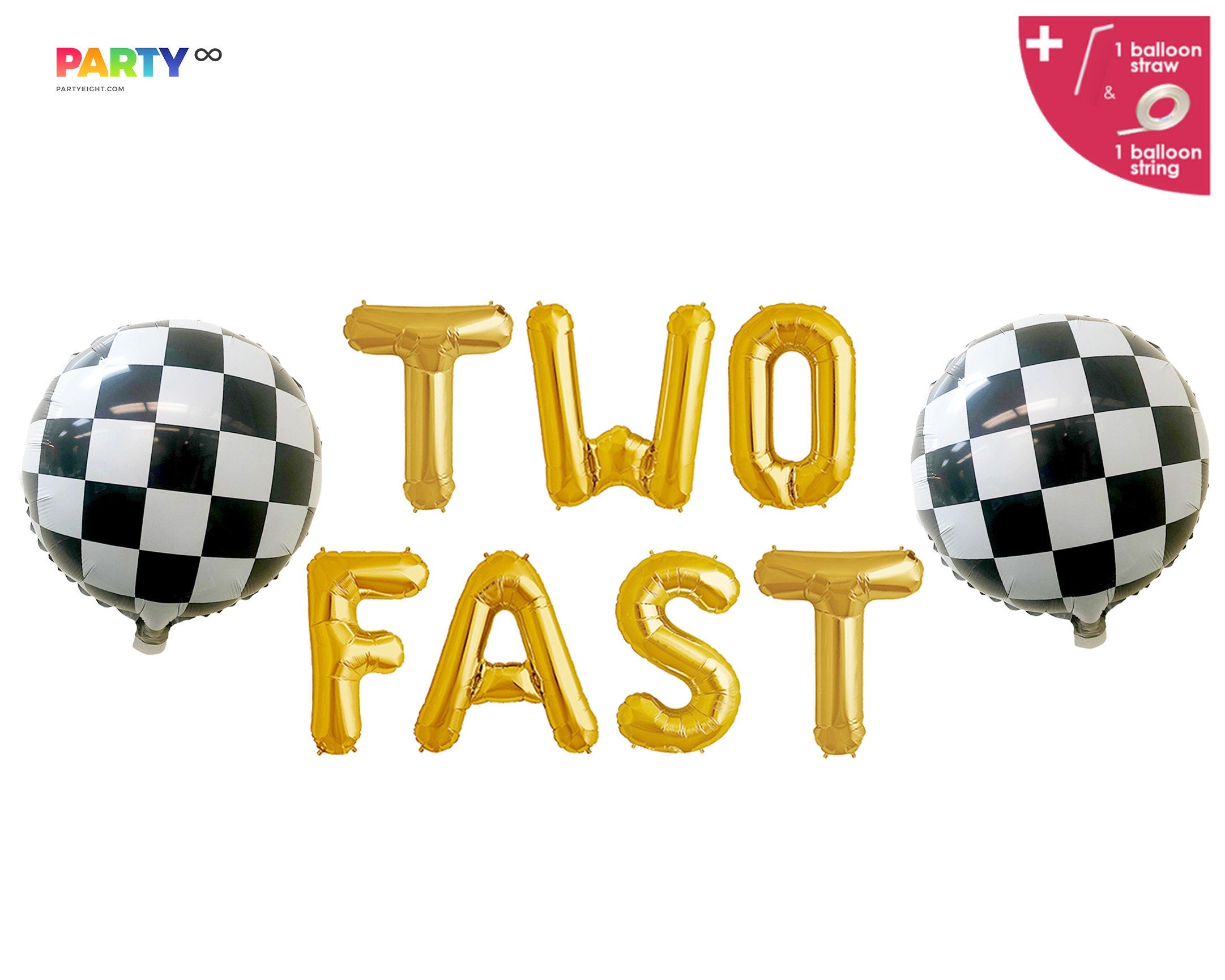 Two Fast Balloon Banner: 2nd Birthday Race Car Party Decor