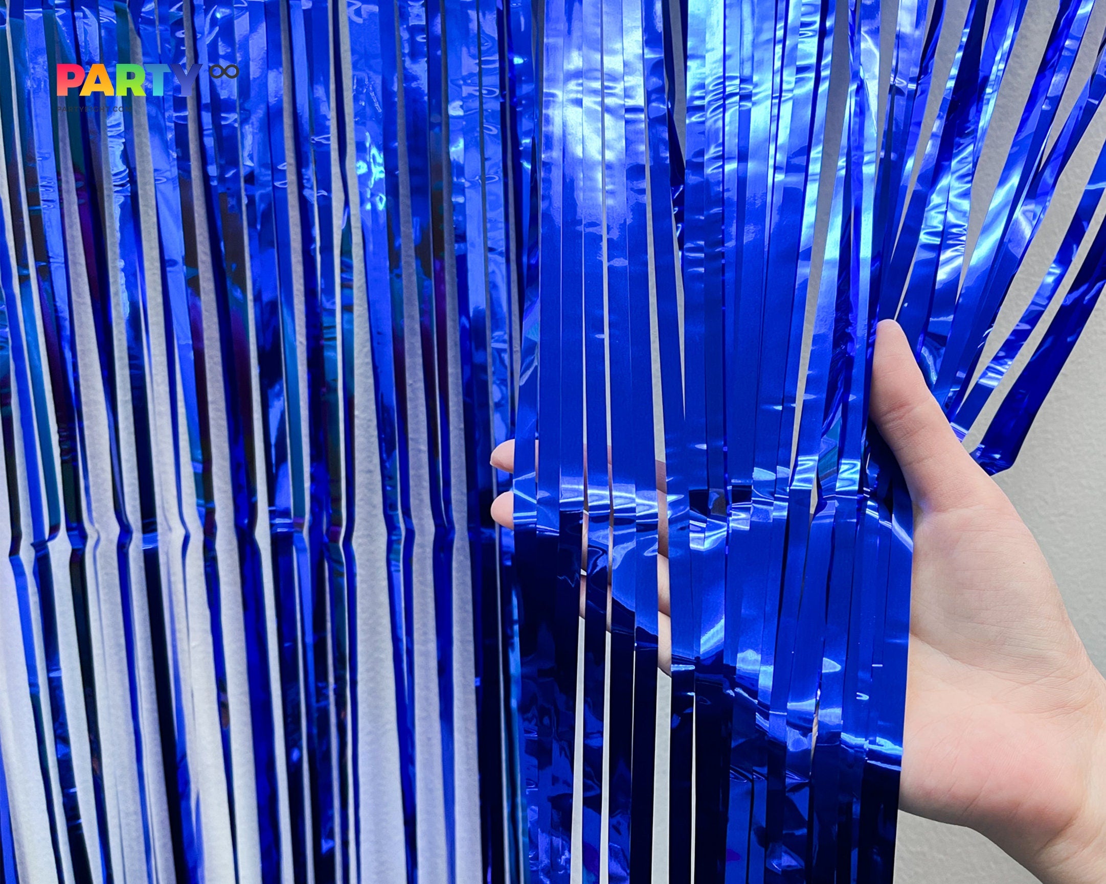 Dark Blue Fringe Streamer Backdrop: Photo Booth Curtain (6.6 ft x 3.2 ft)