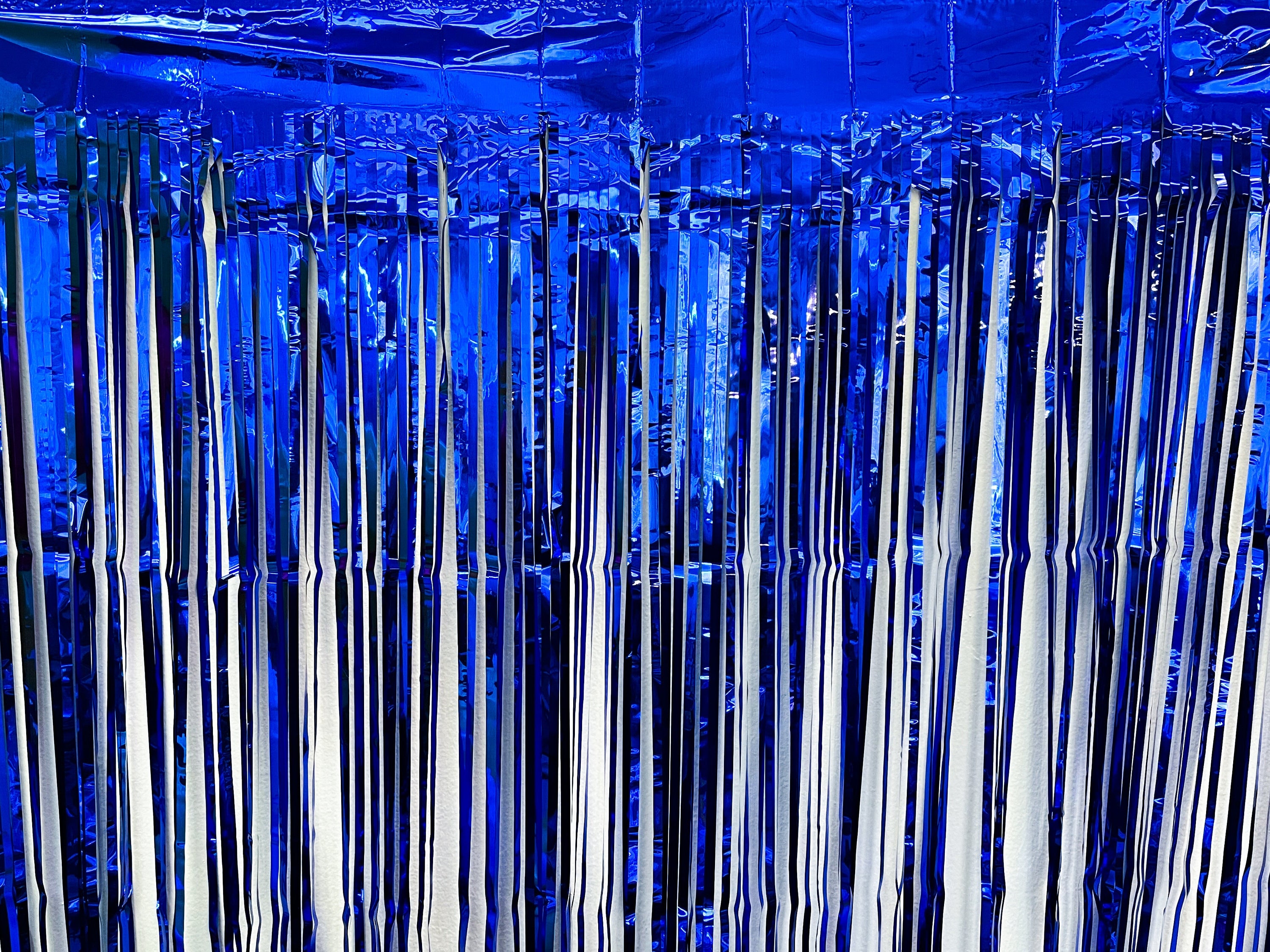 Dark Blue Fringe Streamer Backdrop: Photo Booth Curtain (6.6 ft x 3.2 ft)