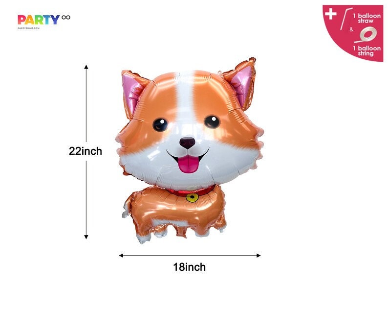 Dog Birthday Party Mylar Balloons: Corgi, Dachshund, Husky, Yorkie