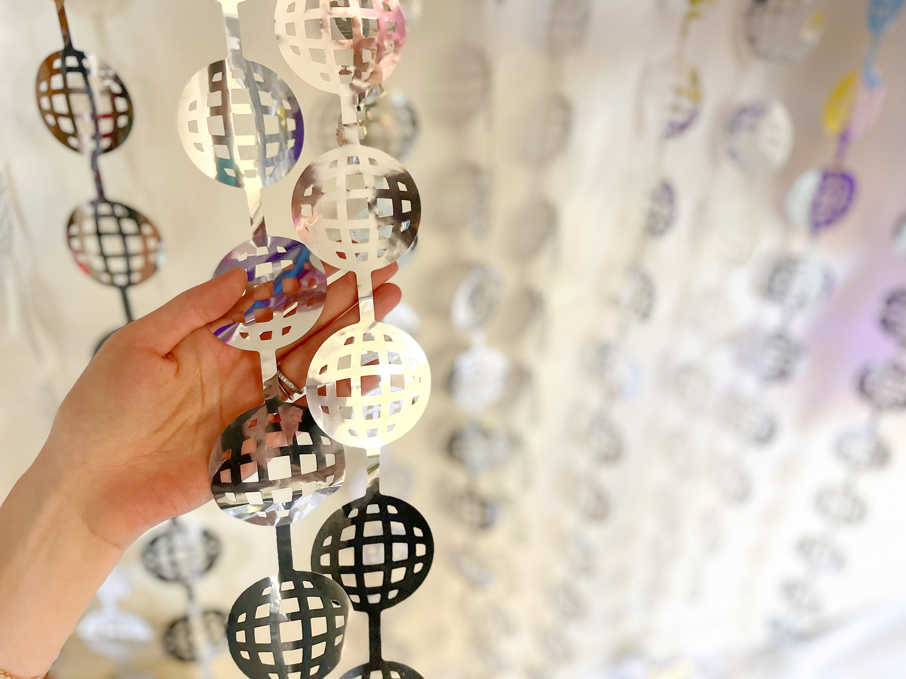 Disco Ball Foil Curtain: 70s Party Backdrop