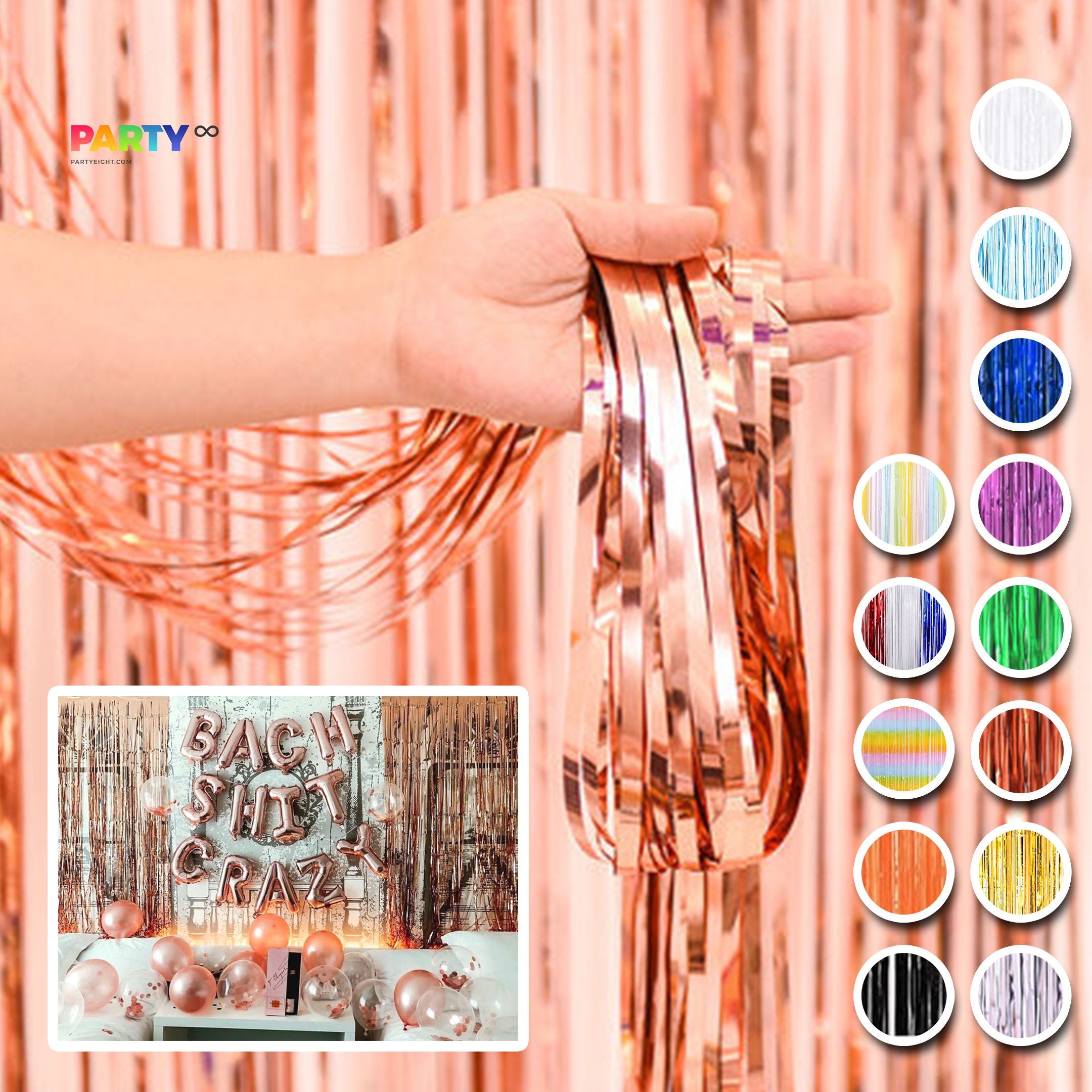 Streamer Fringe Curtain Backdrop: Bridal Shower, Birthday, Bachelorette Party Decor