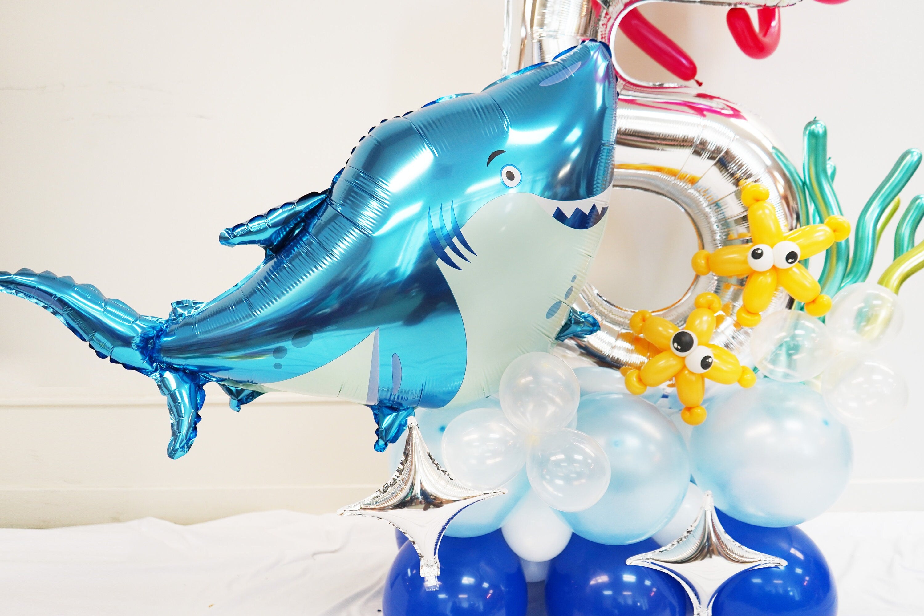 Under the sea Birthday column | Shark Birthday Party column | Baby Shark Sea Animal DIY Balloon Column | Ocean Themed Birthday Party Decor