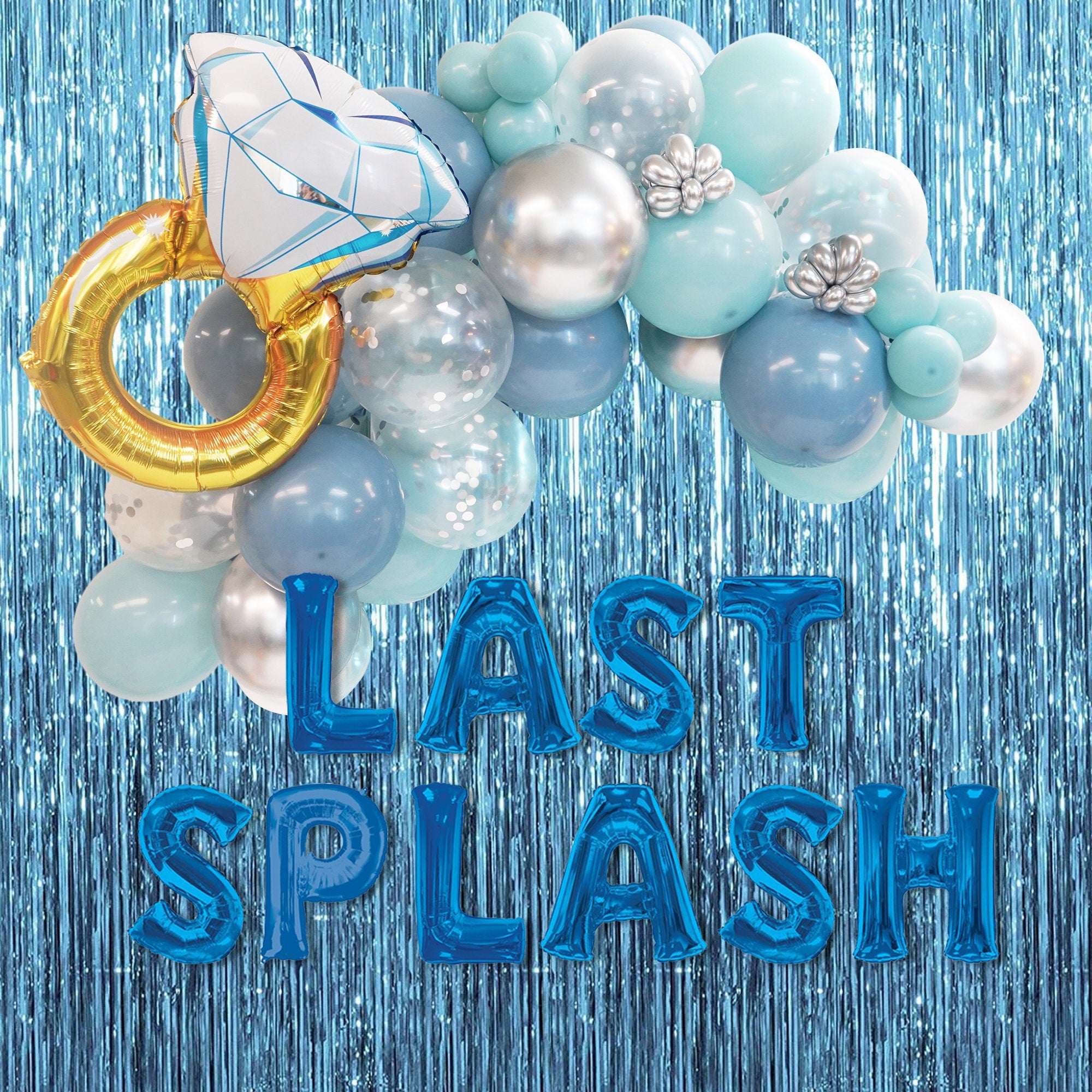 Last Splash Bachelorette Balloon Garland Kit: Silver, Blue, & Confetti