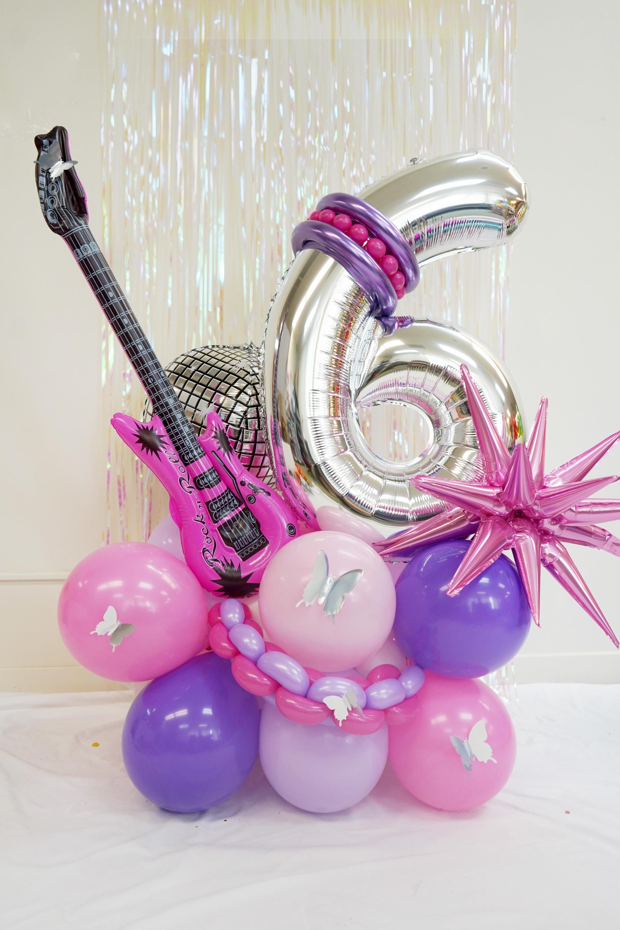 Custom Rockstar Guitar Balloon Tower: DIY Birthday Party Decor