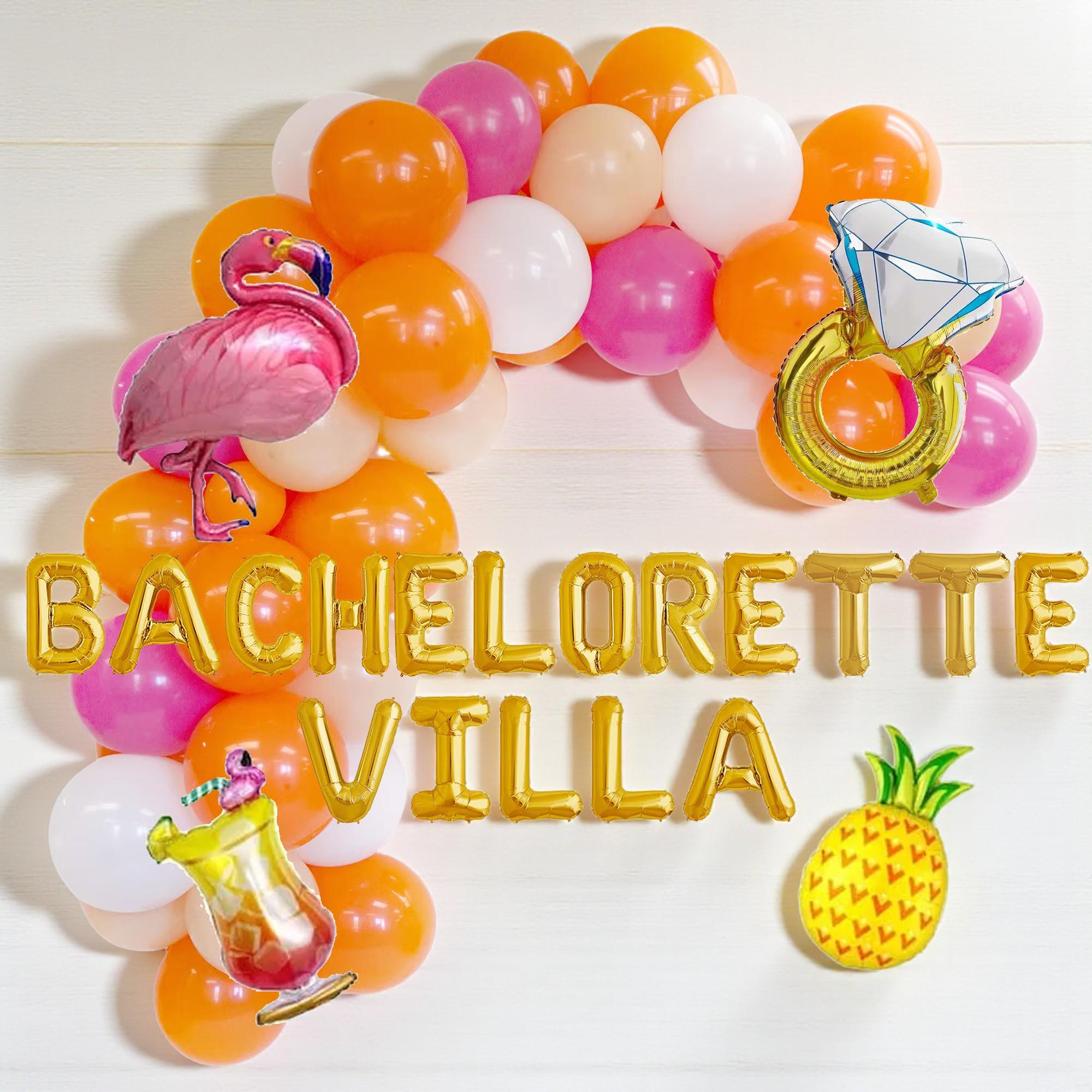 Bachelorette Villa Balloon Decor: Flamingo, Pineapple, Ring Balloons