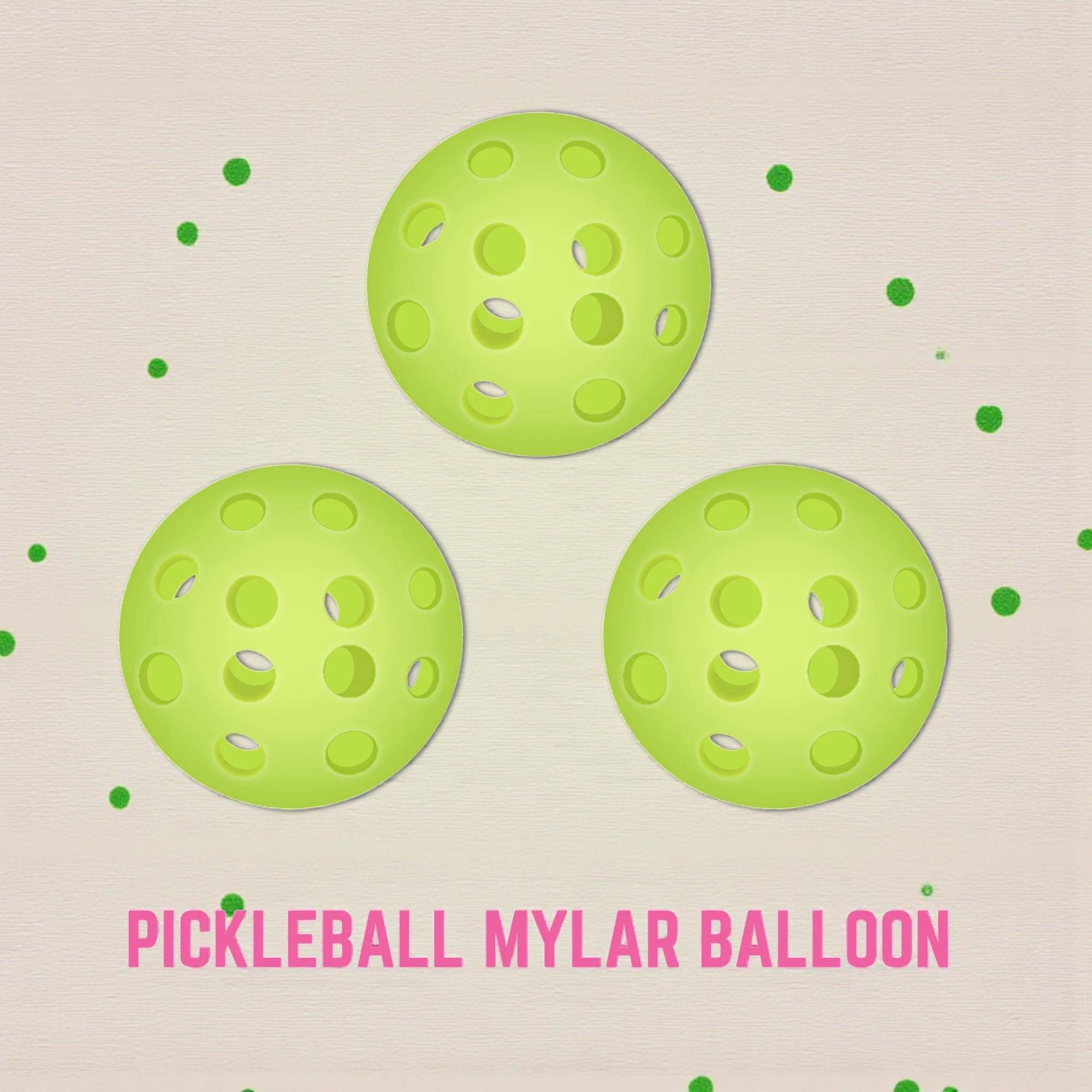Pickleball Party Balloons: 18" Round Mylar, 3-Piece Set