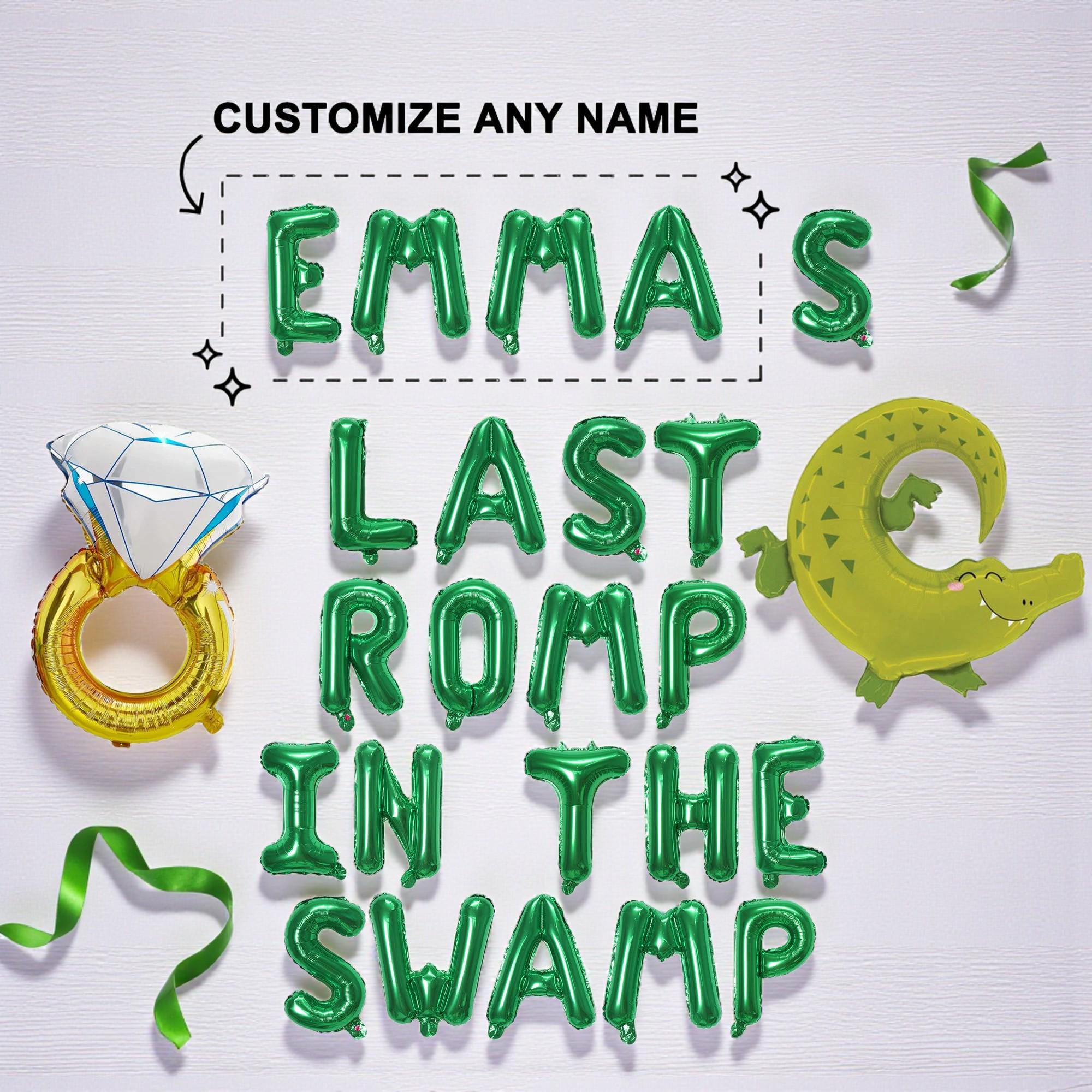 Custom Name Swamp Bachelorette Balloon Banner: Crocodile Ring Balloons Ogre Themed Party Decor