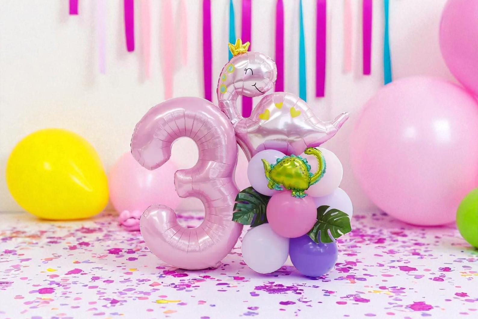 Pink Dinosaur Balloon Column Kit: Girl Birthday Party Decor