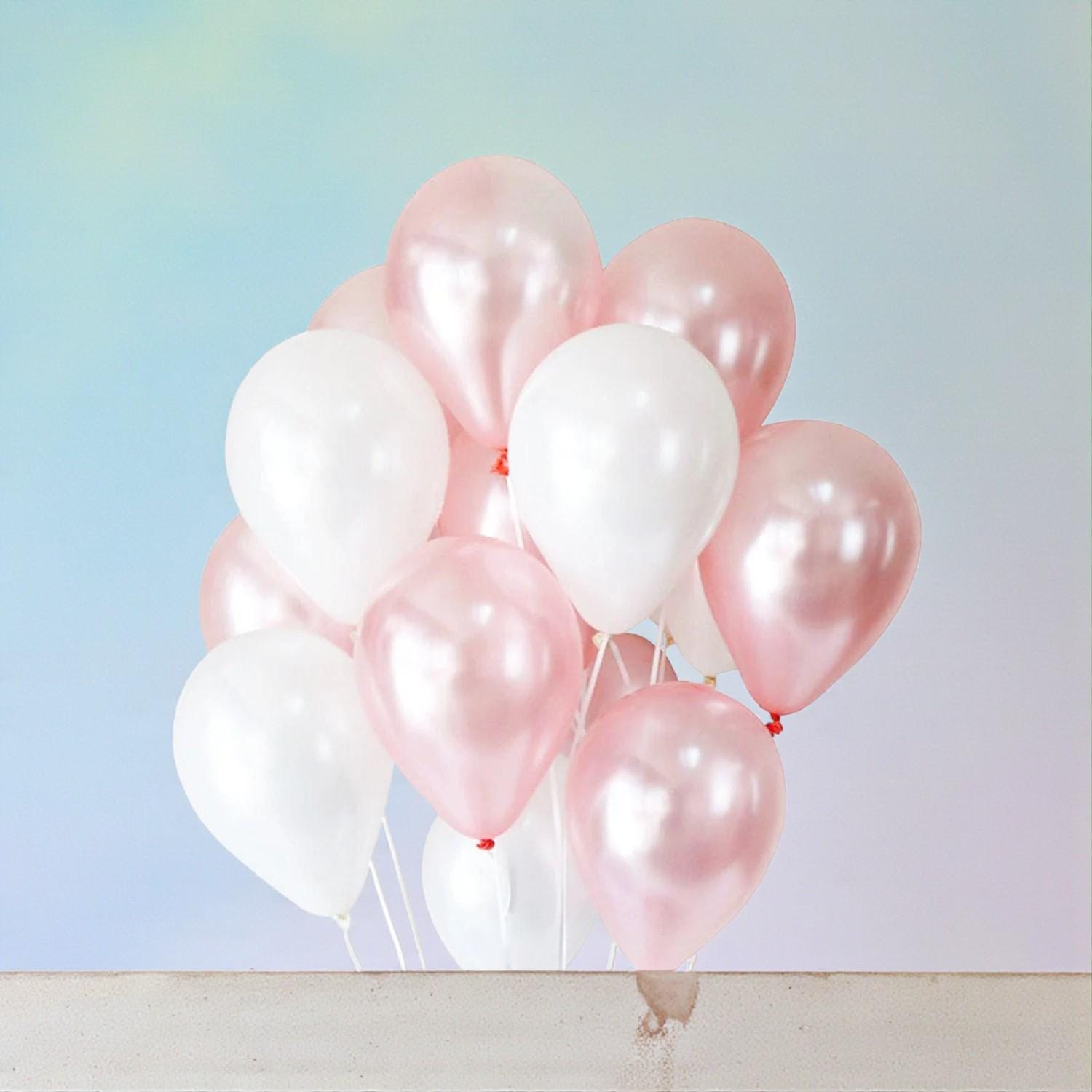 Pink and White Pearled Balloon Bouquet: Bridal Shower Wedding Decor