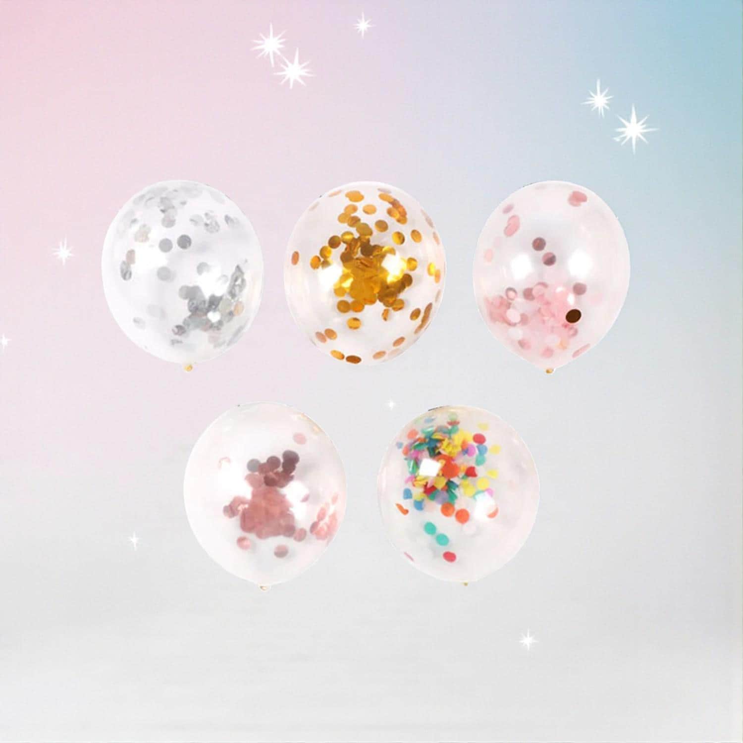 Confetti Balloons: Gold Rose Gold Silver Mix Party Decorations