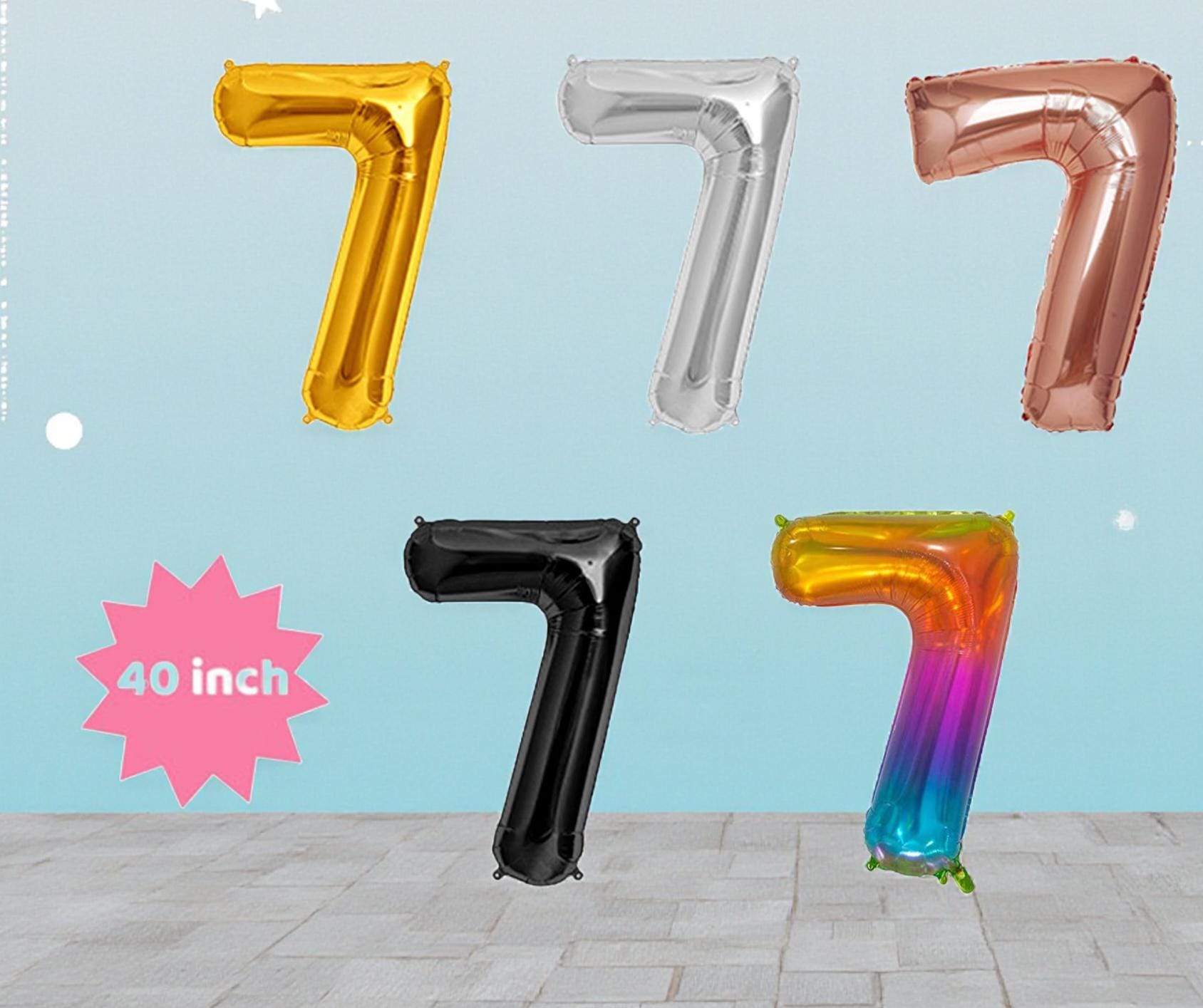 Giant 40” Number 7 Balloon: Jumbo 7th Birthday Party Decor in Multiple Colors