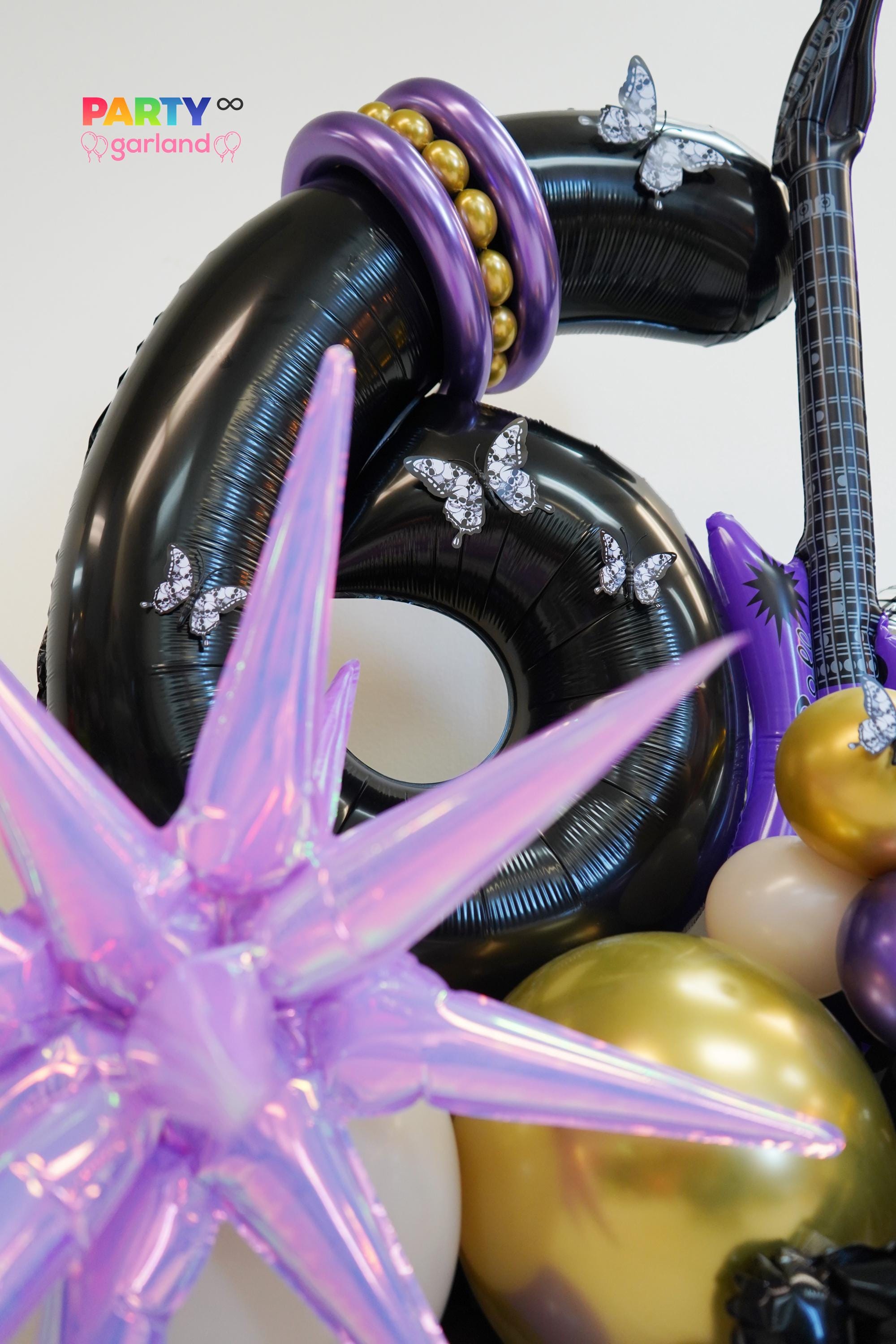 Music Hunters K Pop Rockstar Balloon Tower: Idol Rock Birthday Purple Black K-pop Hunters Decor