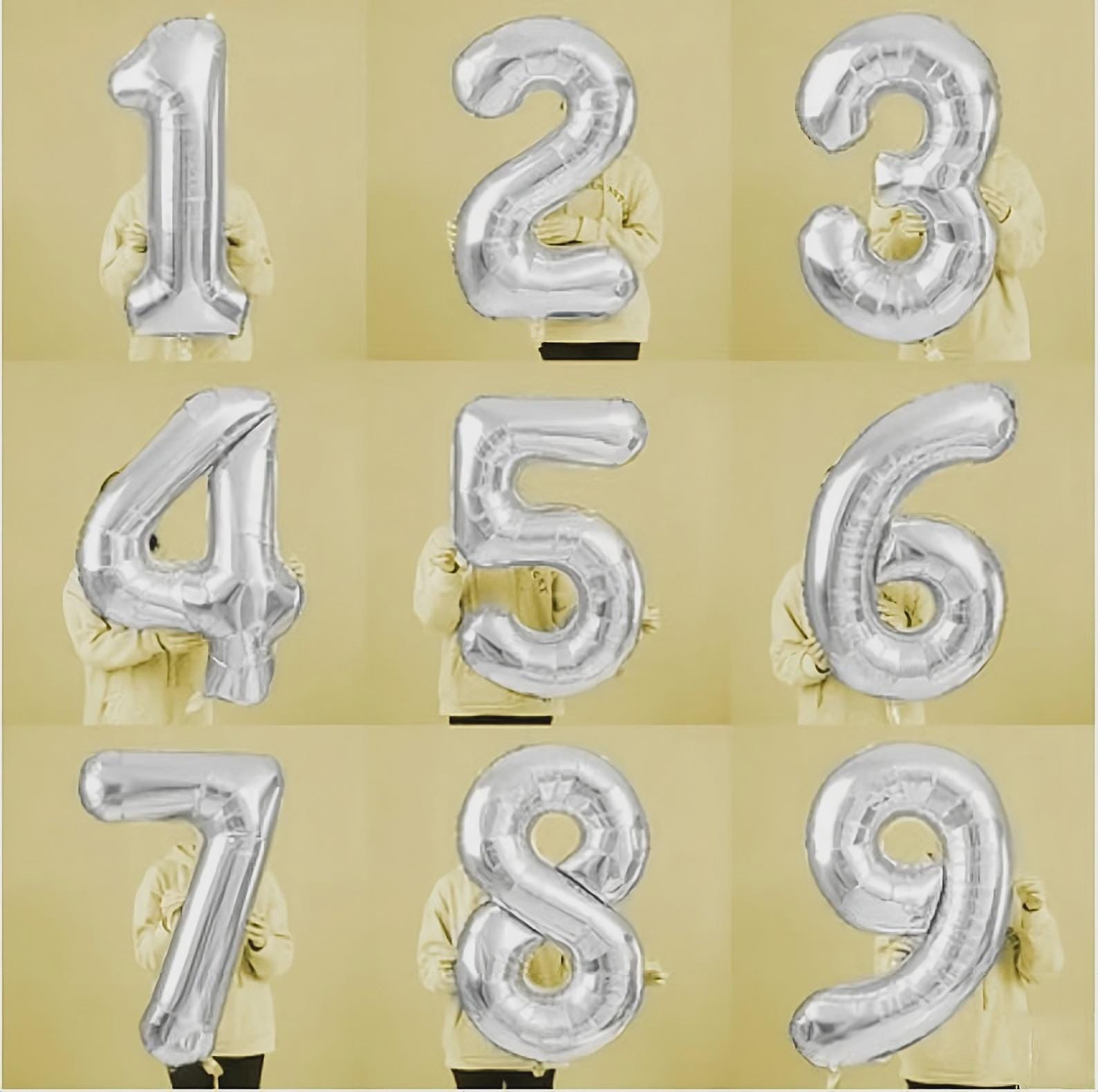 Giant 40” Silver Number Balloons: Jumbo Birthday Party Decor Custom Number Options
