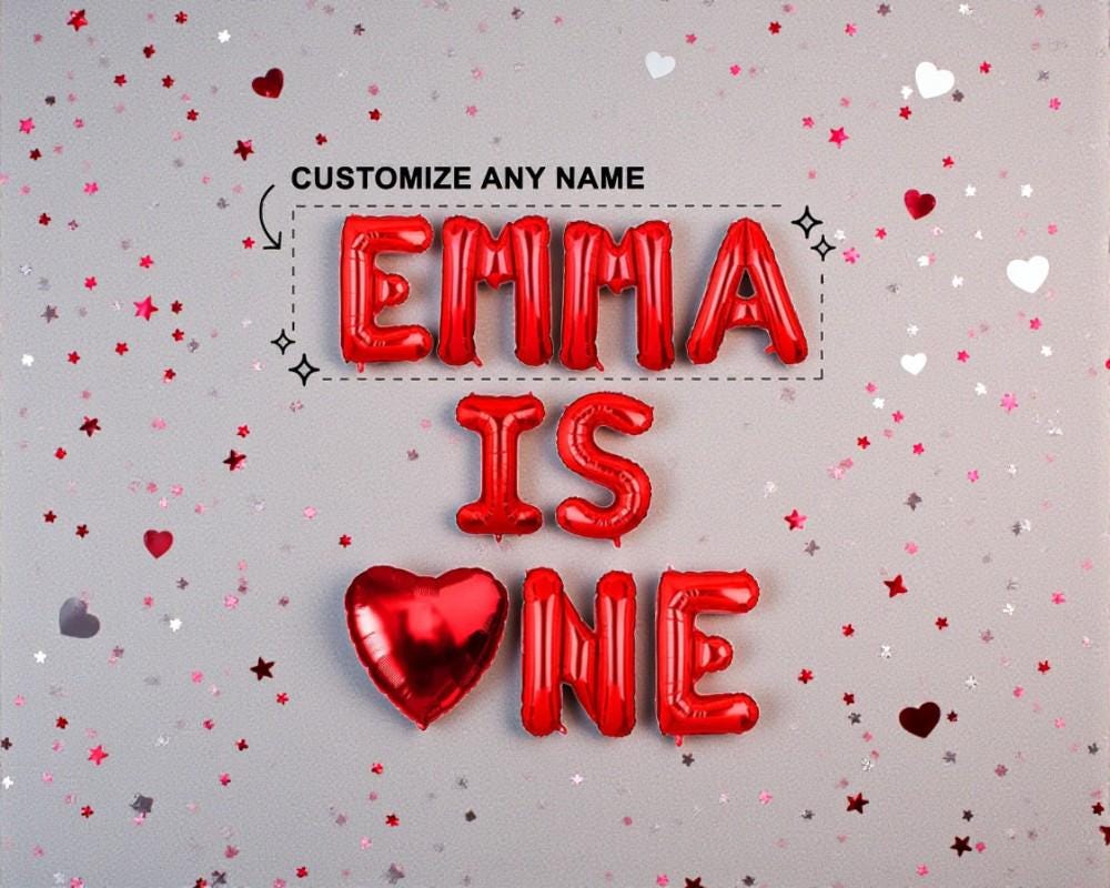 Valentine’s Day ONE Balloon Banner: First Birthday Party Custom Cupid-Themed Decor