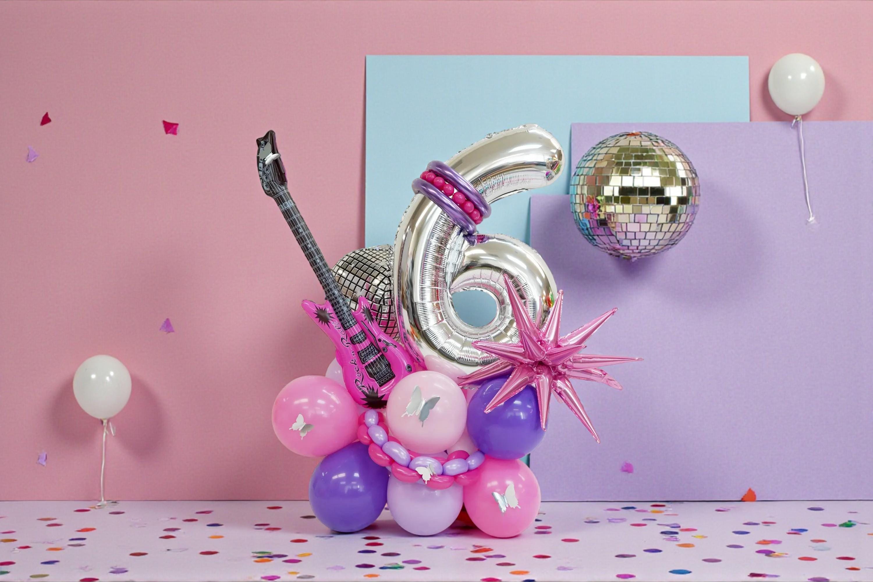 Custom Rockstar Guitar Balloon Tower: DIY Birthday Party Decor