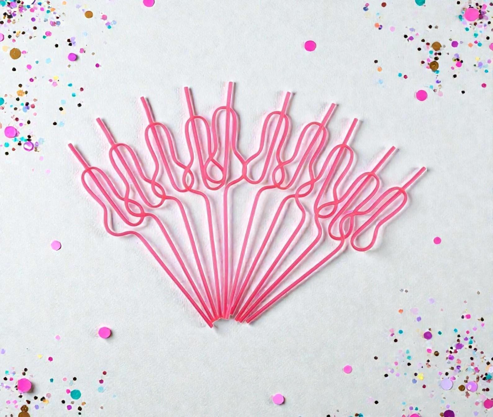 Bride and Willy Hot Pink Straw: Bachelorette Bach Party Wild Bridal Favors Decor Set