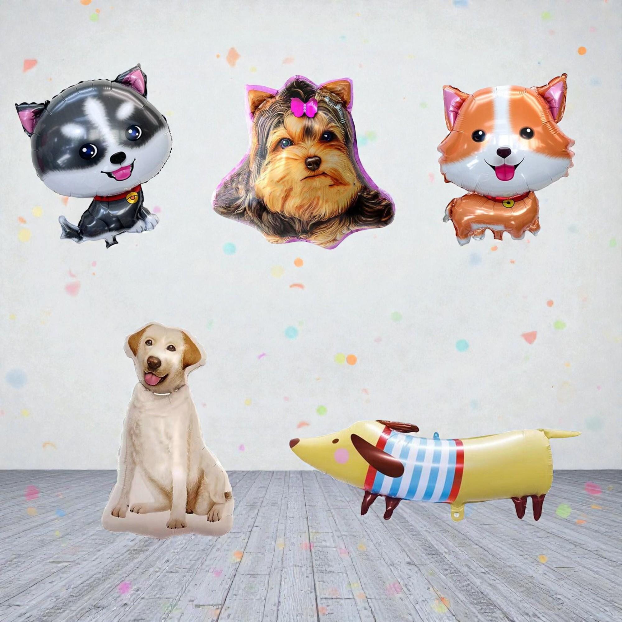 Dog Birthday Party Mylar Balloons: Corgi, Dachshund, Husky, Yorkie