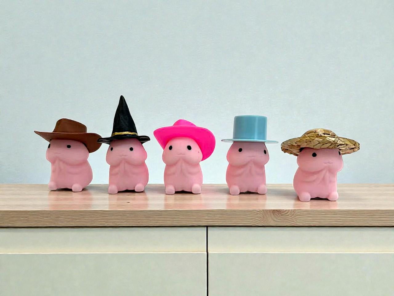 Funny Squishy Penis Stress Relief Toy with Hat: Bachelorette Bachelor Party Mochi Fidget Gift