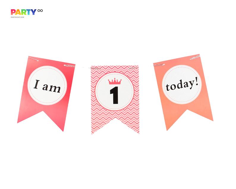 I AM 1 TODAY Paper Banner for girls