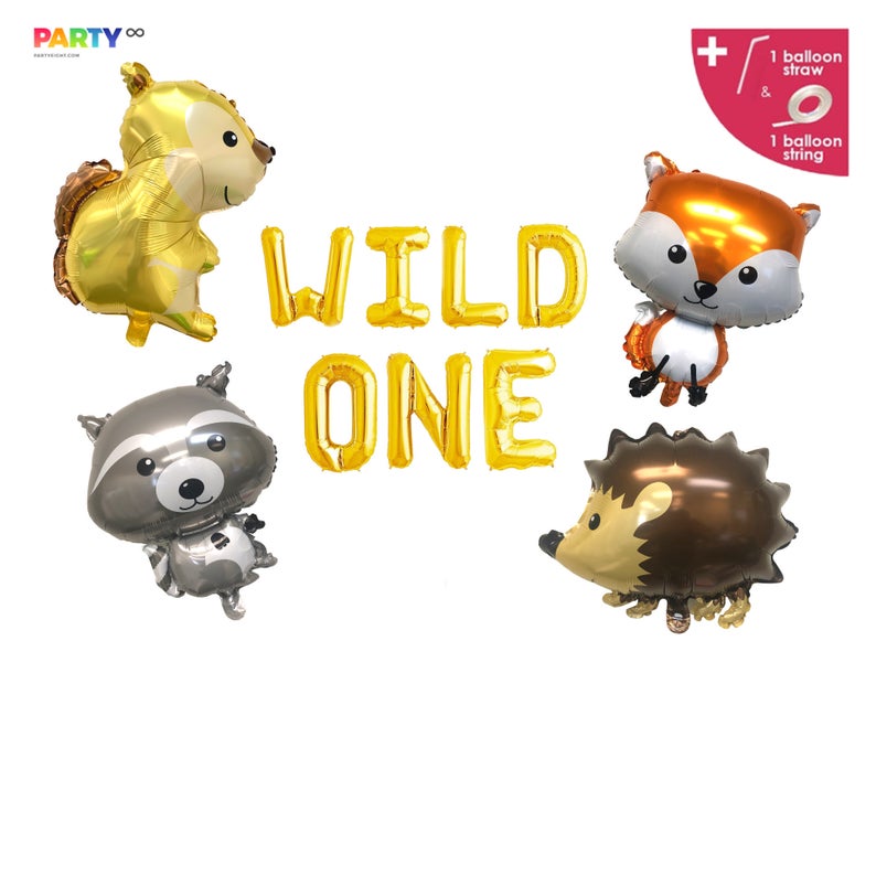 WILD ONE Woodland First Birthday Balloon Set