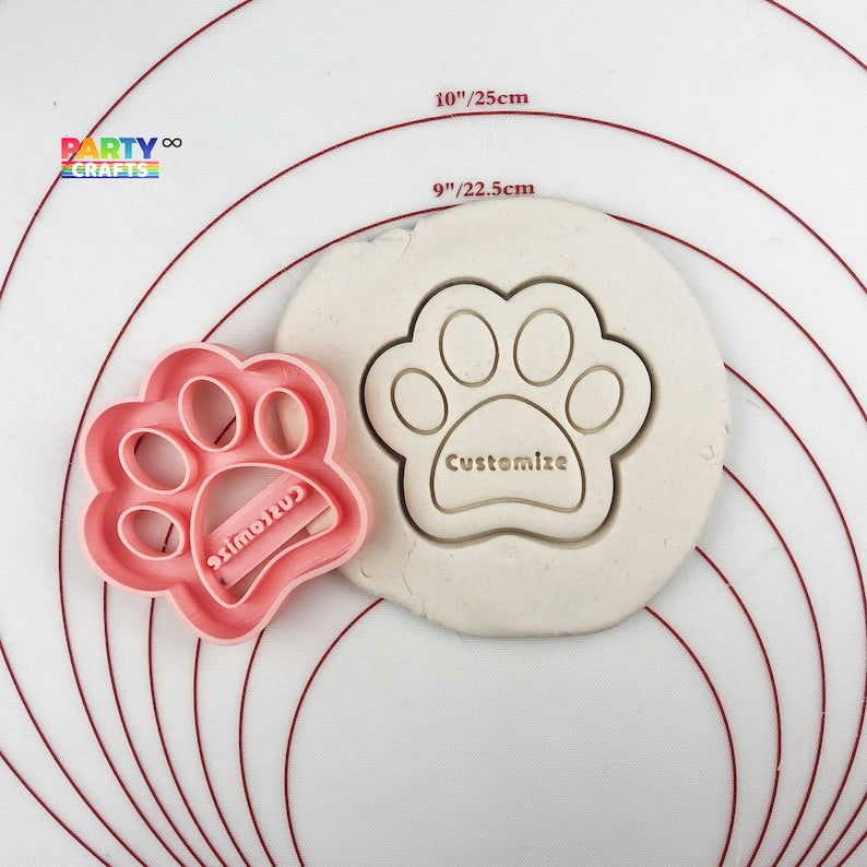 Custom Dog Paw Cookie Cutter with Name