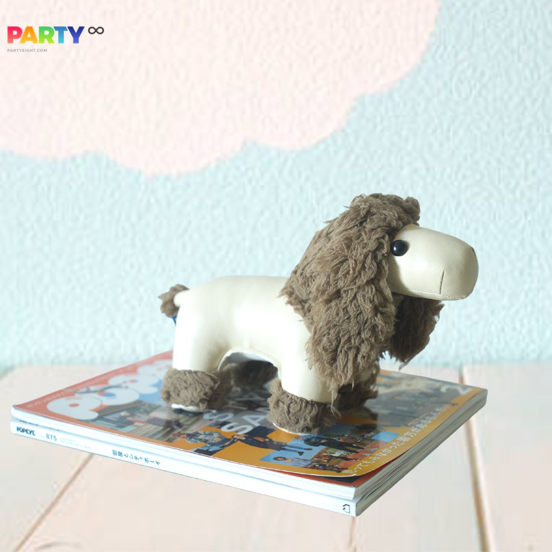 Adorable Brown Grey Poodle Animal Shaped Styling Bookend and Door Shield Nursery Decoration