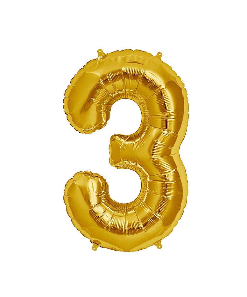 16in Gold Number Balloon (3)