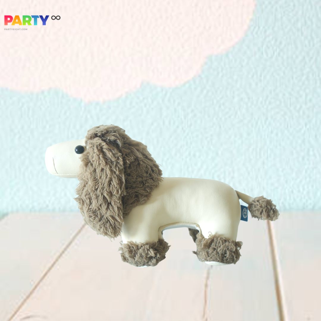 Adorable Brown Grey Poodle Animal Shaped Styling Bookend and Door Shield Nursery Decoration