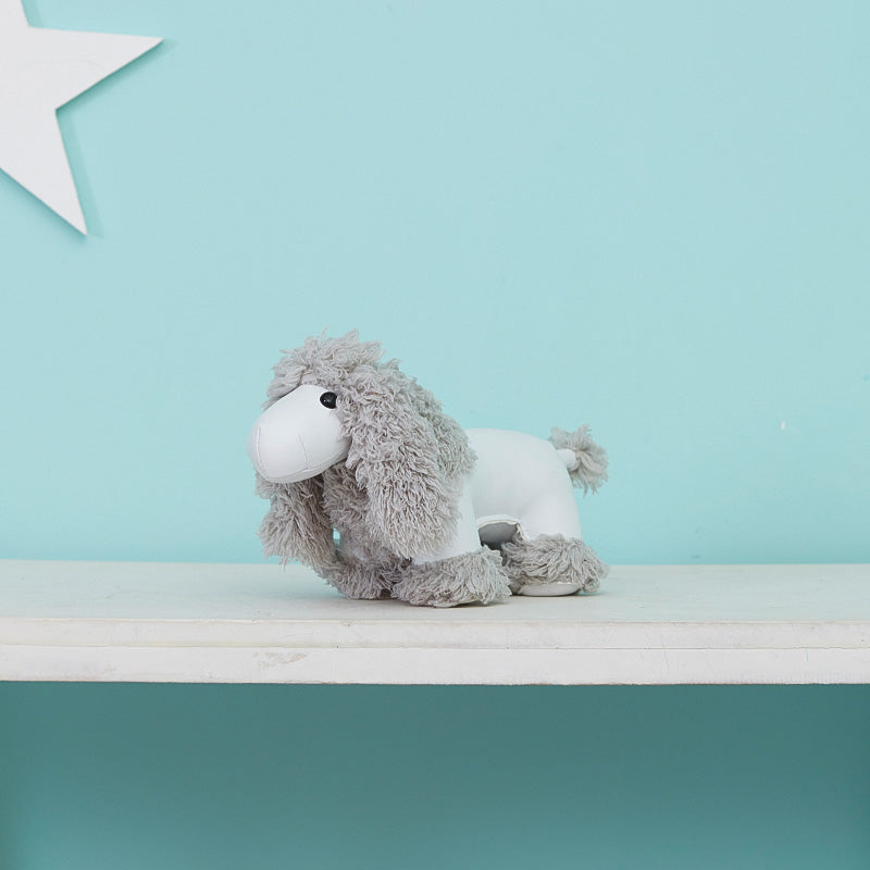 Adorable Brown Grey Poodle Animal Shaped Styling Bookend and Door Shield Nursery Decoration