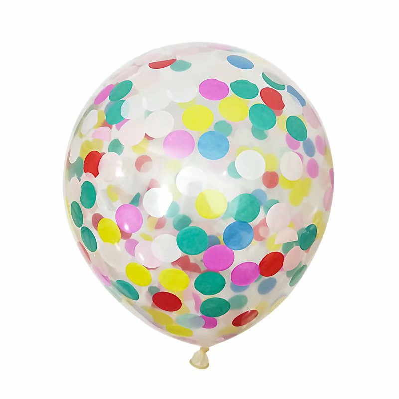 A multi-color confetti balloon with metallic shine. perfect for weddings decoration, girl's party and birthday party.  