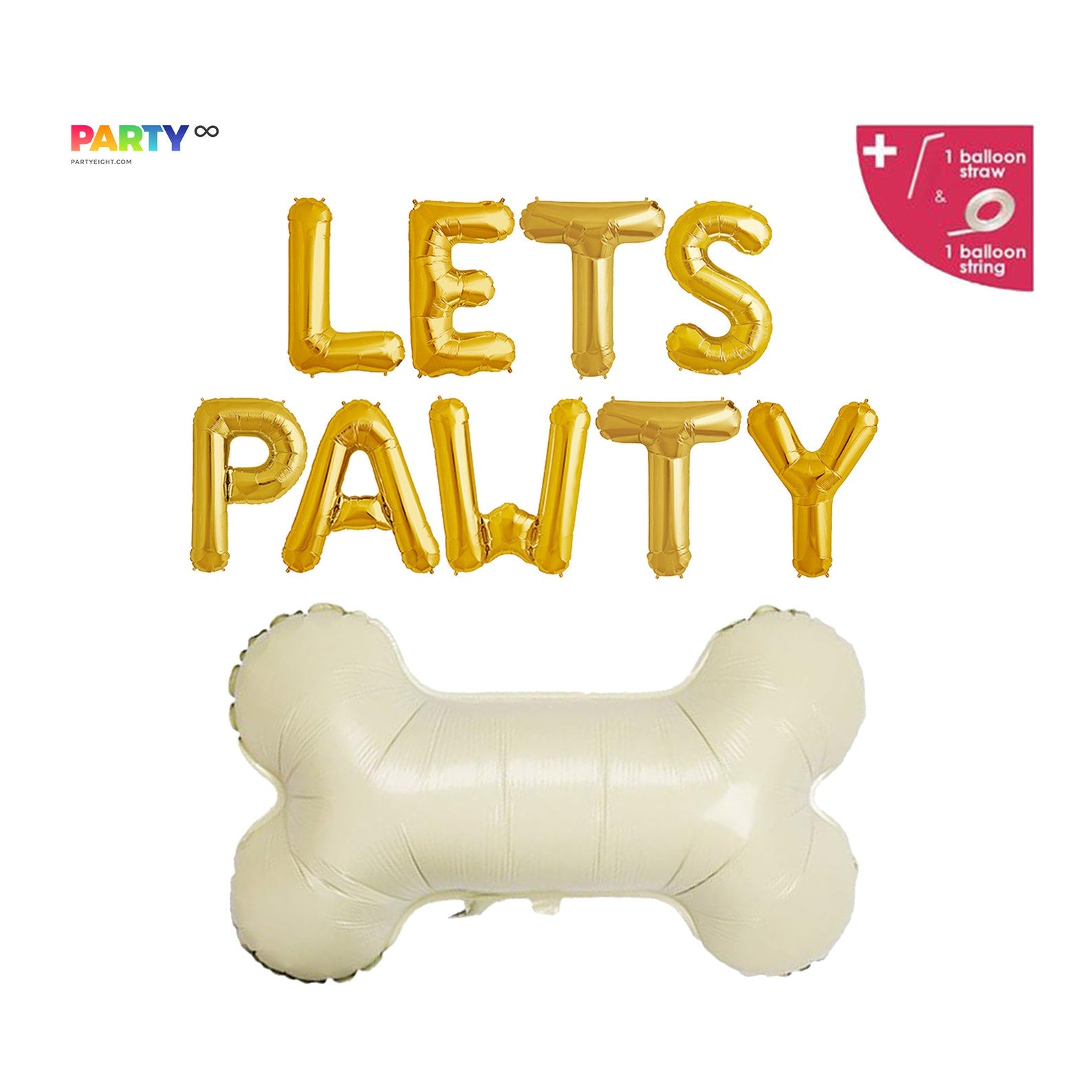 Lets Pawty Balloon Banner with Bone Balloon