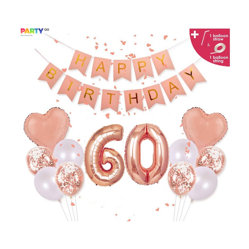 Rose Gold 60th Birthday Balloon Set