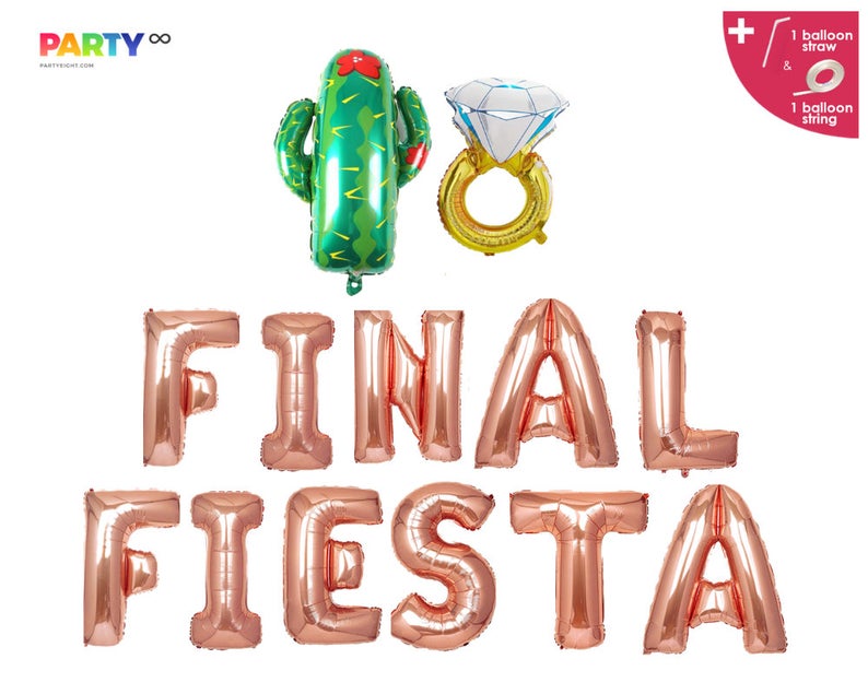 Final Fiesta Balloon Banner With Cactus and Ring