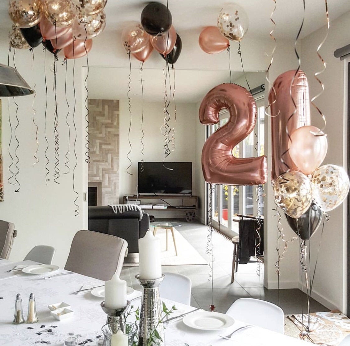 Rose Gold 21st Birthday Balloon Set