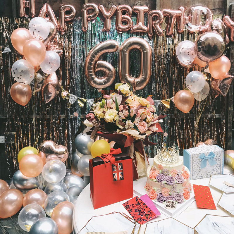 Rose Gold 60th Birthday Balloon Decoration Set